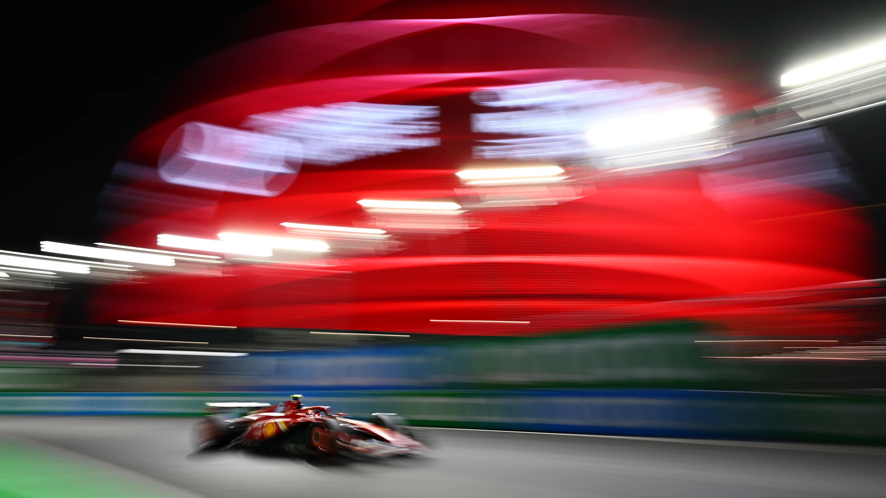 LAS VEGAS, NEVADA - NOVEMBER 22: Carlos Sainz of Spain driving (55) the Ferrari SF-24 on track