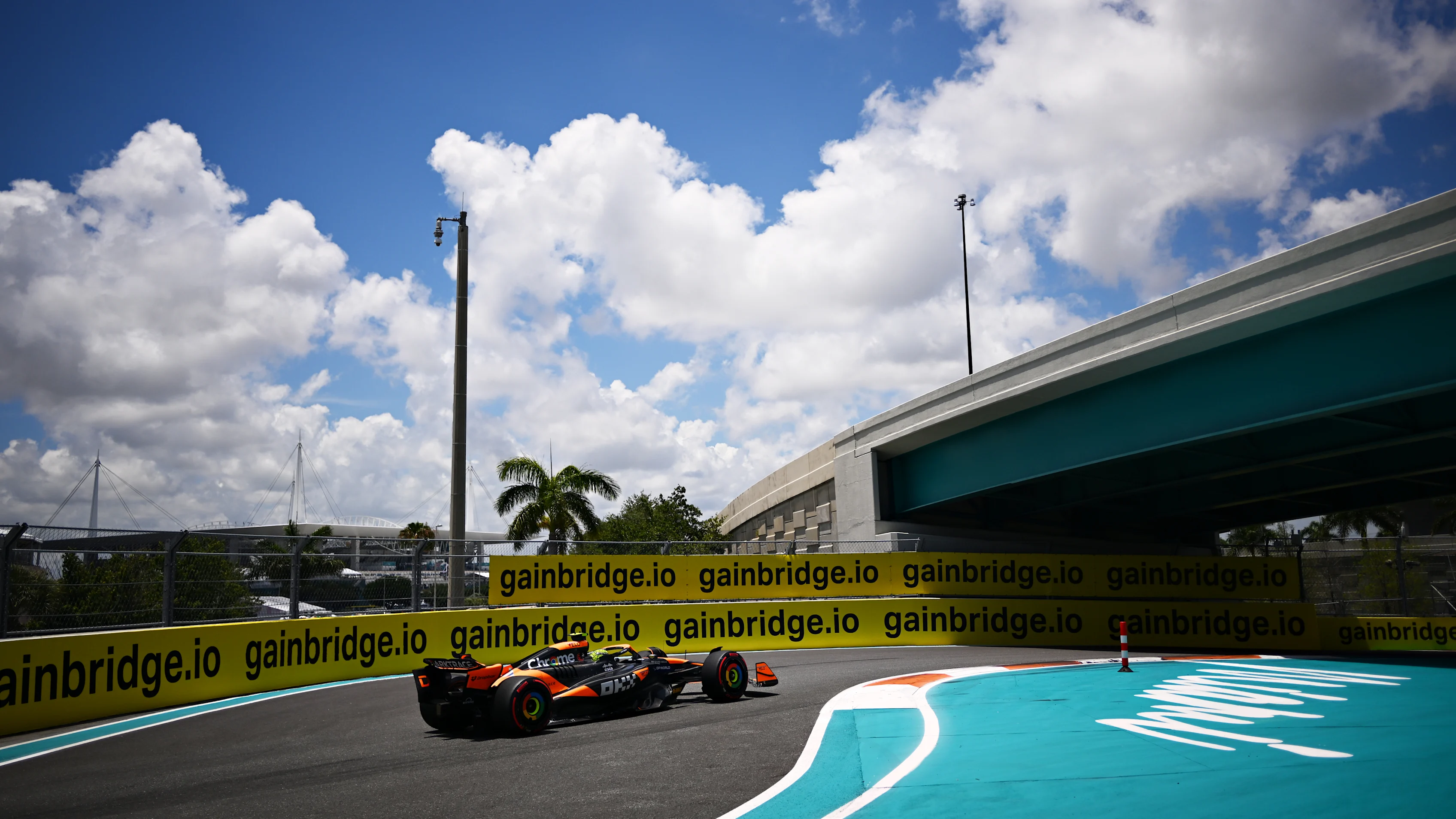 MIAMI, FLORIDA - MAY 03: Lando Norris of Great Britain driving the (4) McLaren MCL38 Mercedes on