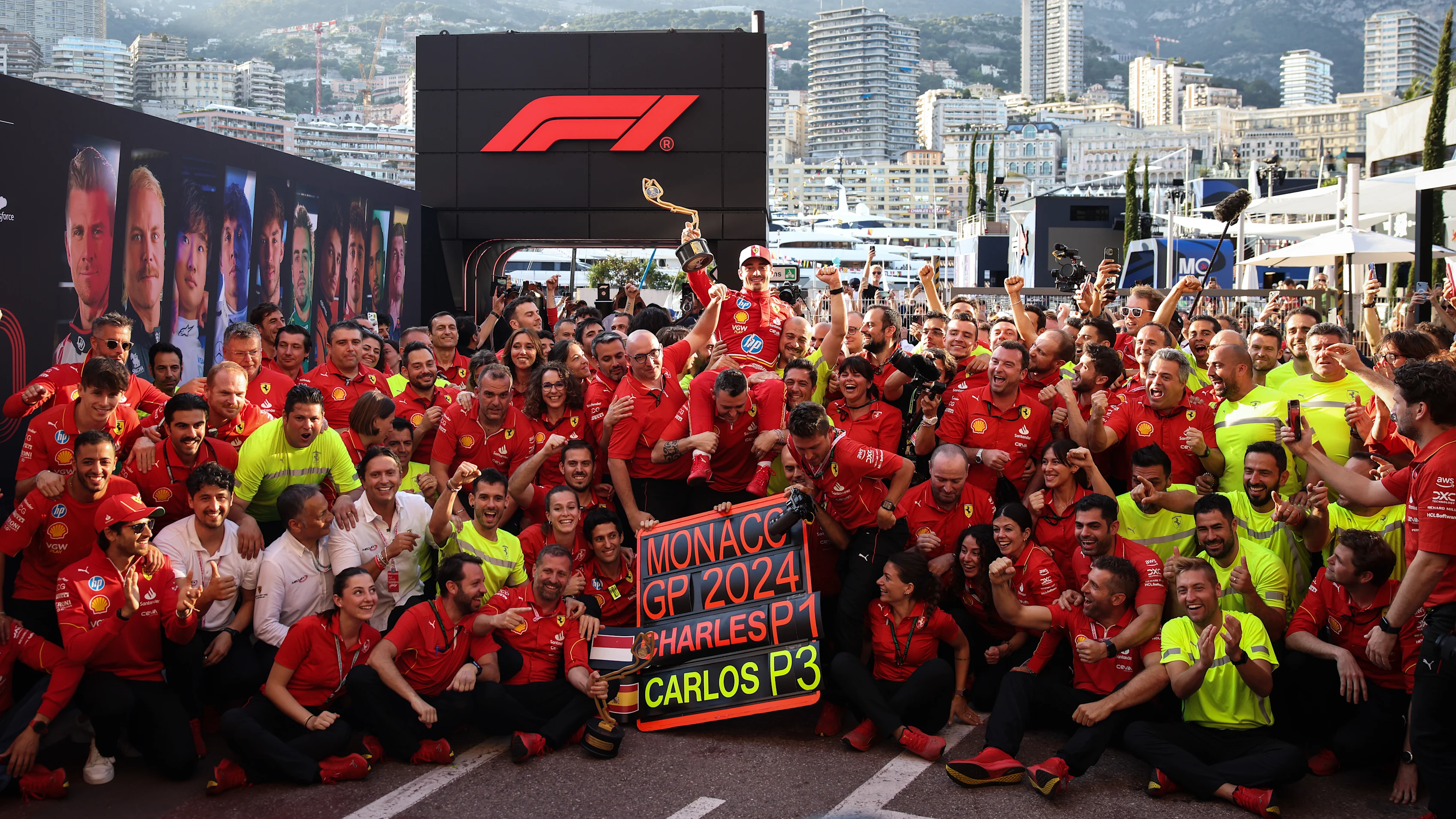 MONTE-CARLO, MONACO - MAY 26: Race winner Charles Leclerc of Monaco and Ferrari celebrates with