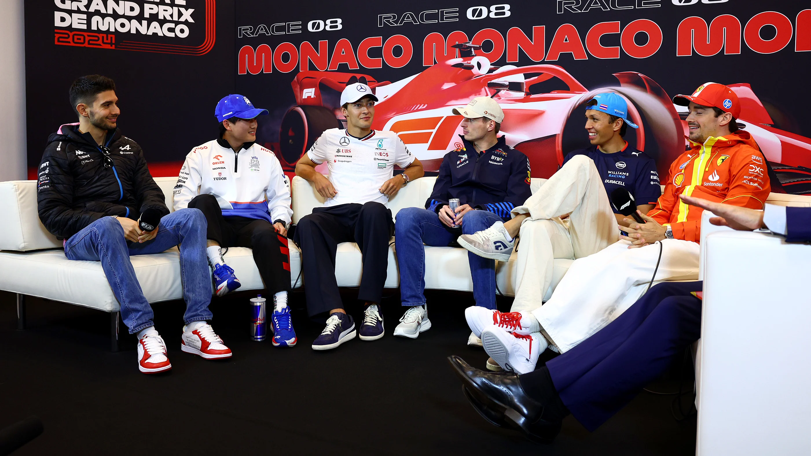 MONTE-CARLO, MONACO - MAY 23: Esteban Ocon of France and Alpine F1, Yuki Tsunoda of Japan and Visa