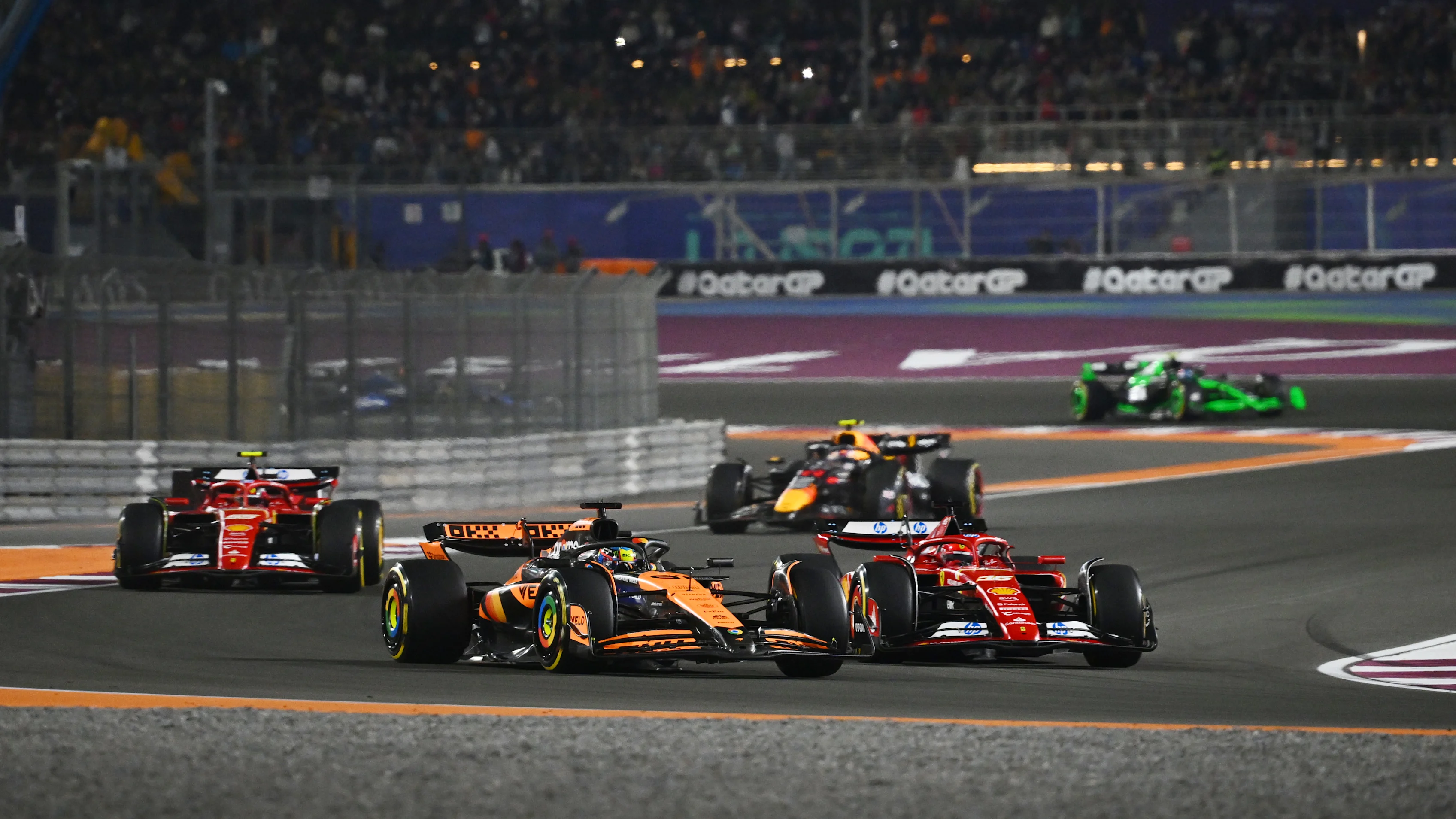 LUSAIL CITY, QATAR - DECEMBER 01: Lando Norris of Great Britain driving the (4) McLaren MCL38