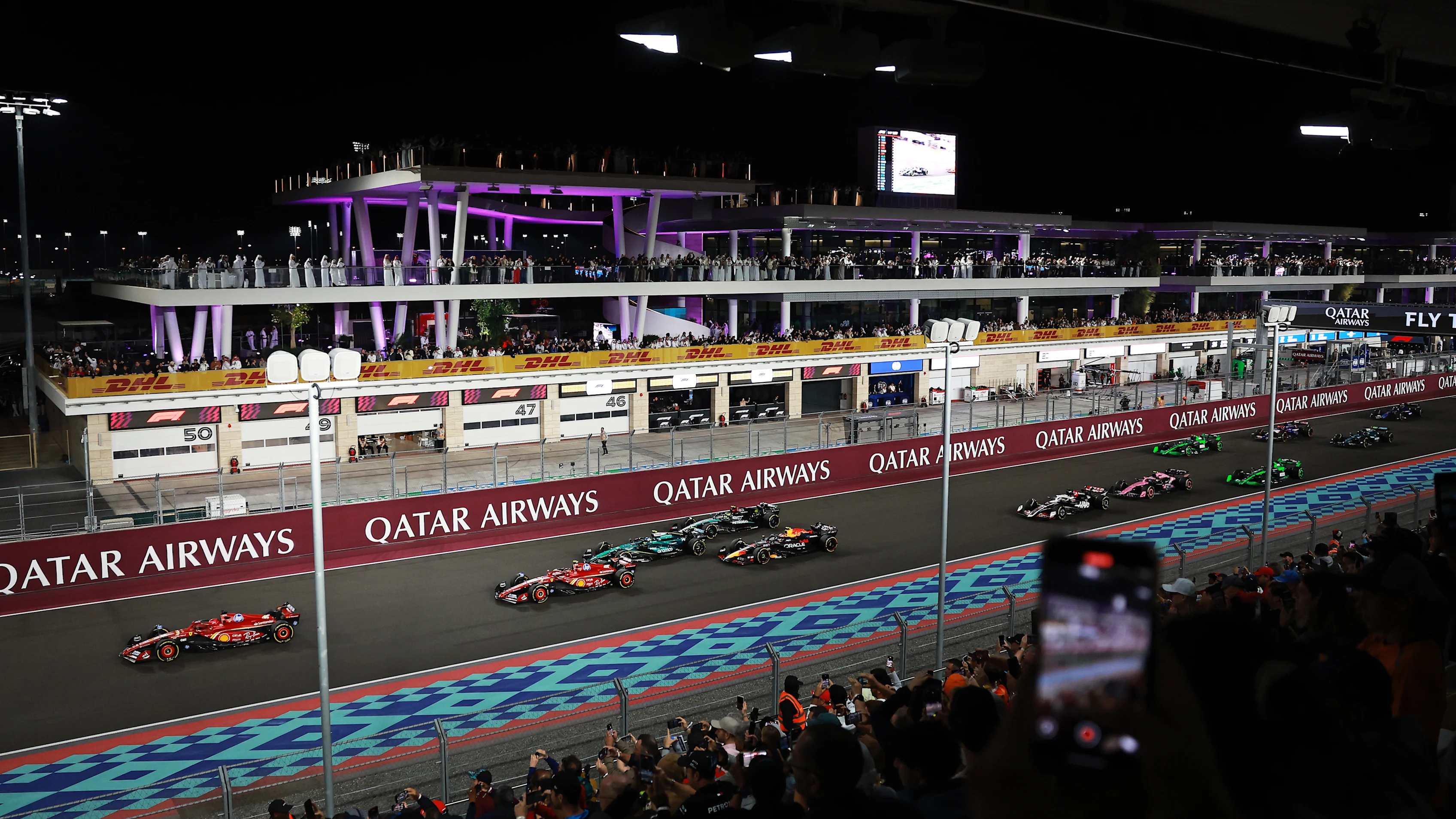 LUSAIL CITY, QATAR - DECEMBER 01: Charles Leclerc of Monaco driving the (16) Ferrari SF-24 leads