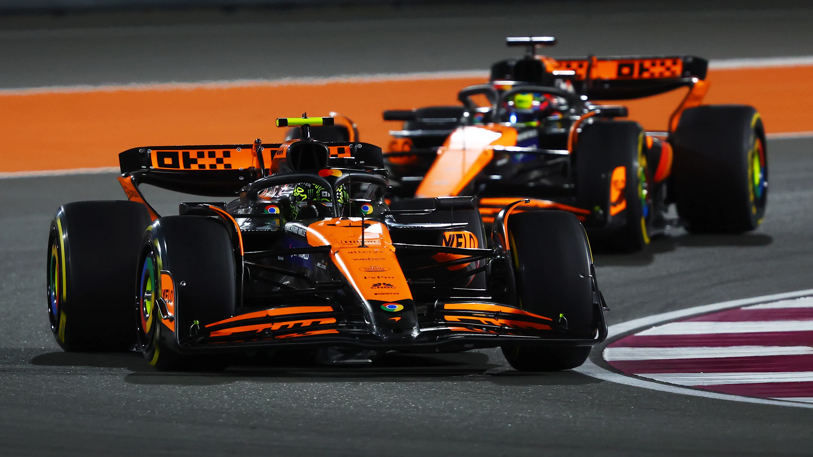 LUSAIL CITY, QATAR - NOVEMBER 30: Lando Norris of Great Britain driving the (4) McLaren MCL38