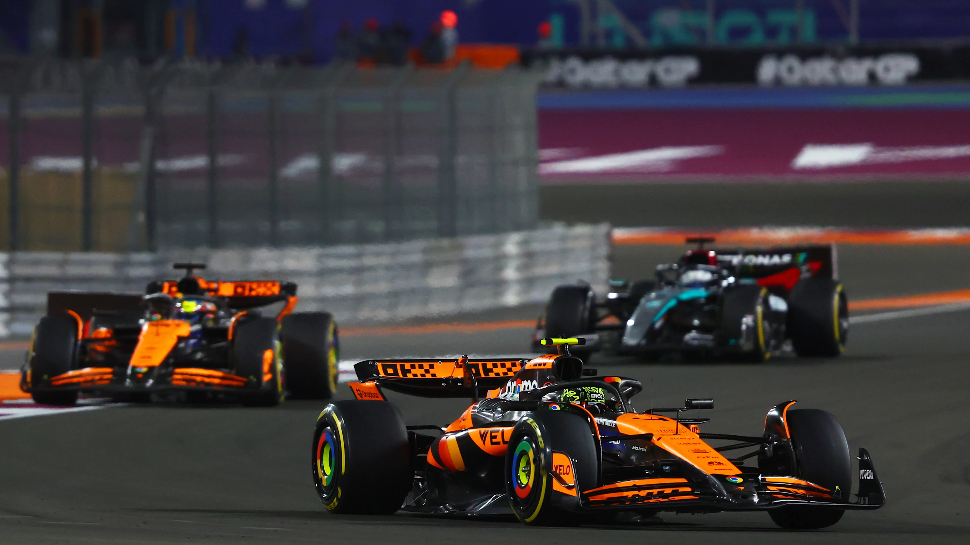 LUSAIL CITY, QATAR - NOVEMBER 30: Lando Norris of Great Britain driving the (4) McLaren MCL38