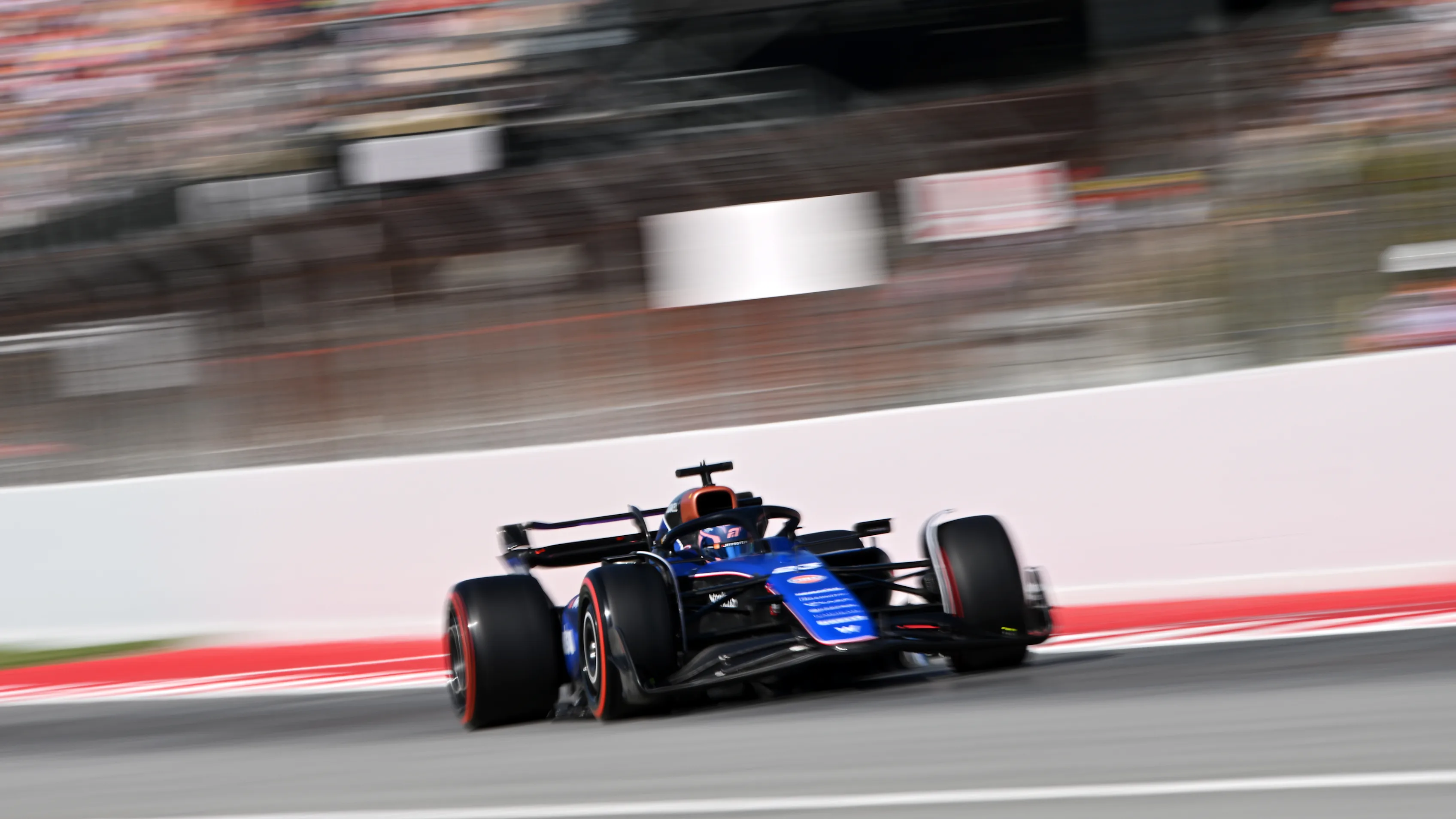 BARCELONA, SPAIN - JUNE 21: Alexander Albon of Thailand driving the (23) Williams FW46 Mercedes on track during practice ahead of the F1 Grand Prix of Spain at Circuit de Barcelona-Catalunya on June 21, 2024 in Barcelona, Spain. (Photo by Rudy Carezzevoli/Getty Images)