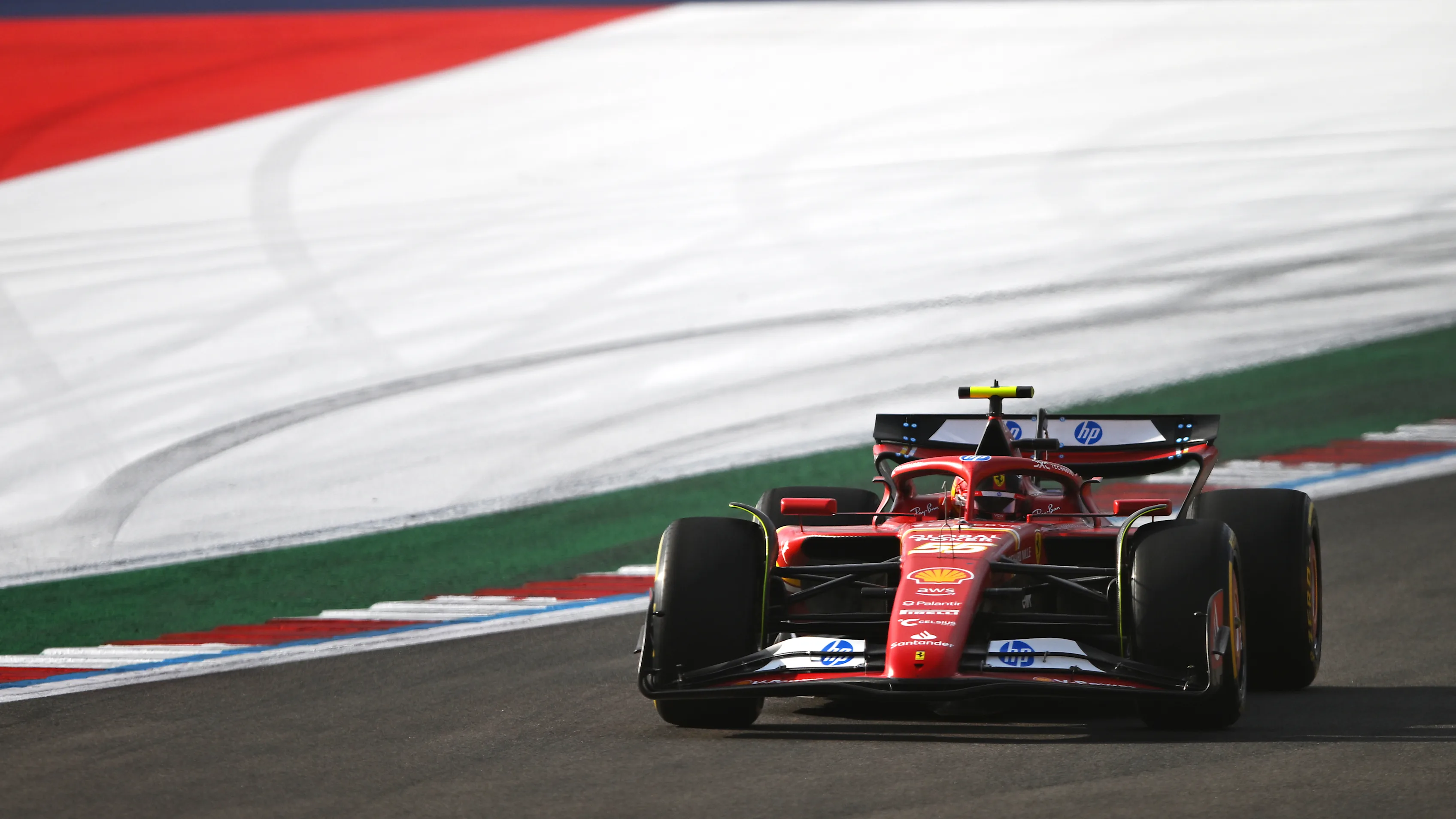 AUSTIN, TEXAS - OCTOBER 18: Carlos Sainz of Spain driving (55) the Ferrari SF-24 on track  during