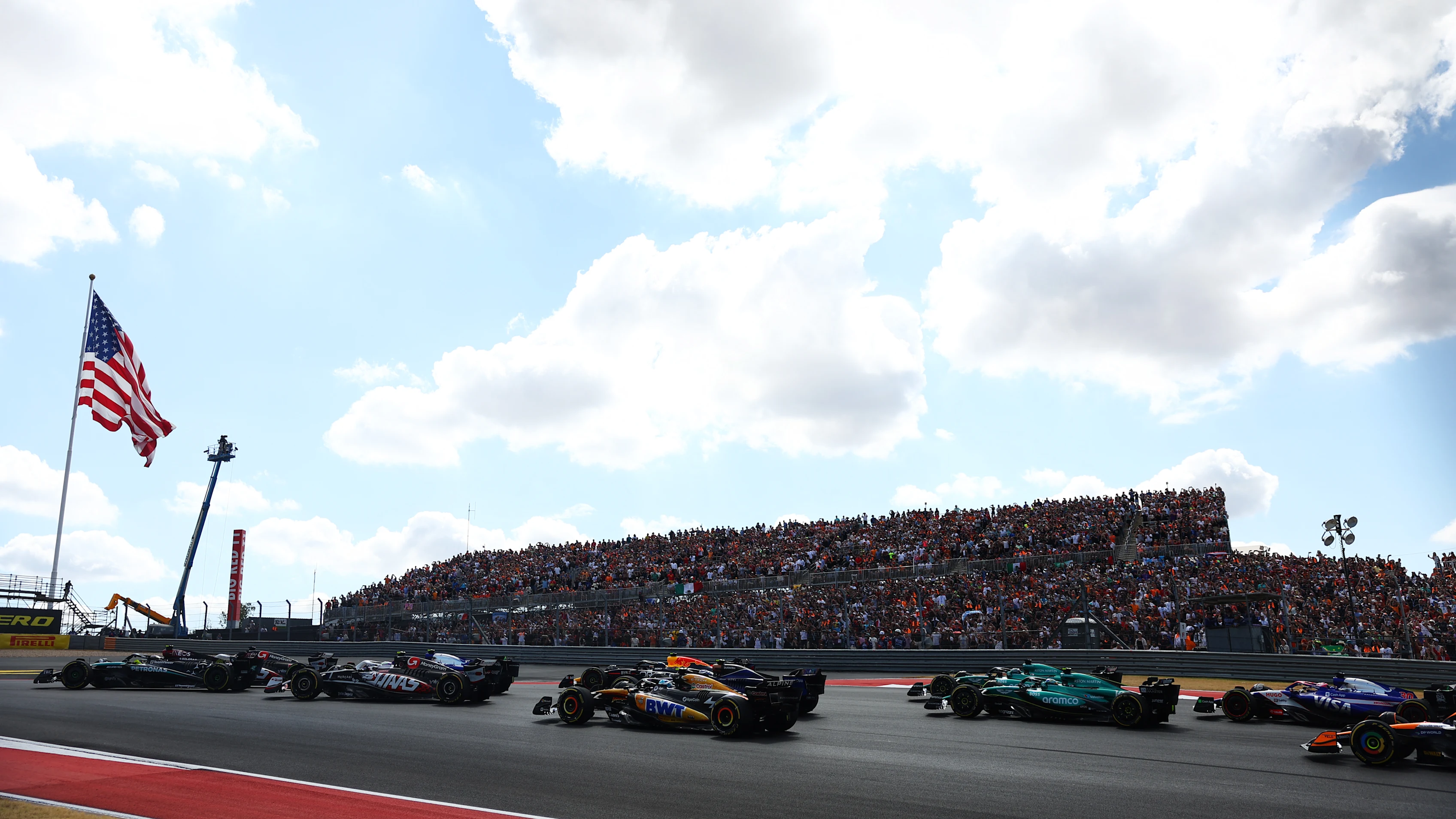 AUSTIN, TEXAS - OCTOBER 18: George Russell of Great Britain driving the (63) Mercedes AMG Petronas