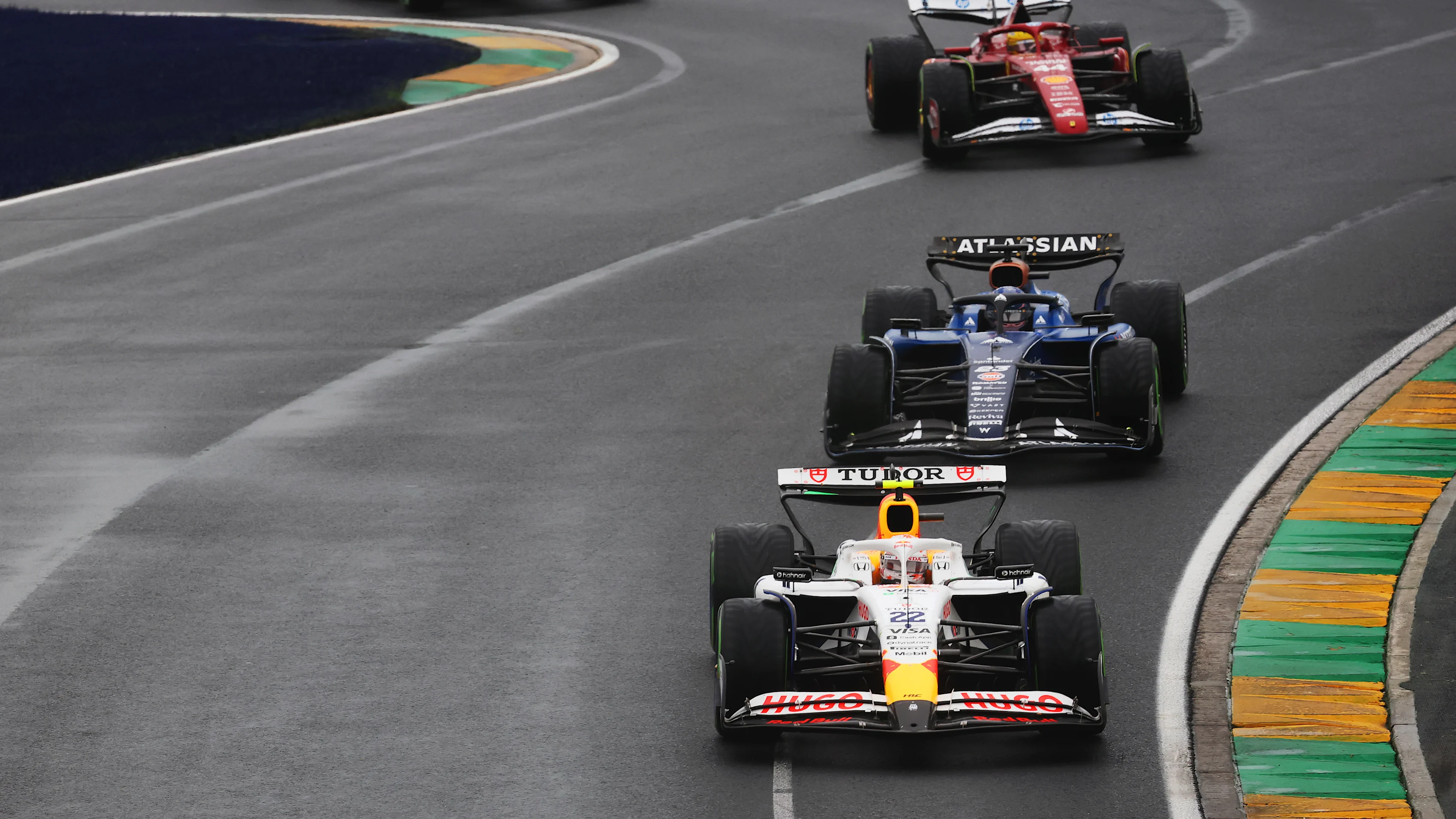 MELBOURNE, AUSTRALIA - MARCH 16: Yuki Tsunoda of Japan driving the (22) Visa Cash App Racing Bulls