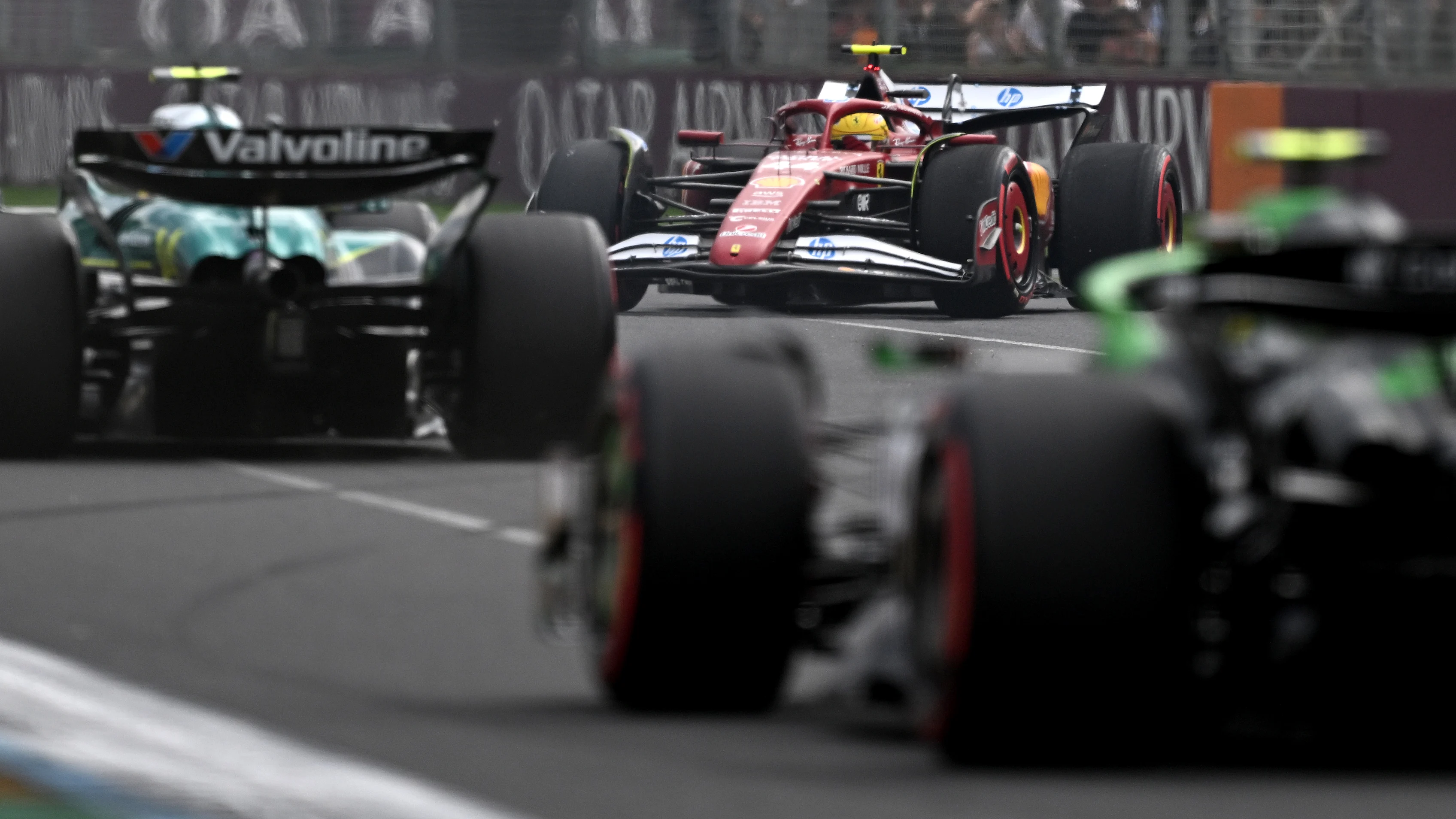 MELBOURNE, AUSTRALIA - MARCH 15: Lewis Hamilton of Great Britain driving the (44) Scuderia Ferrari