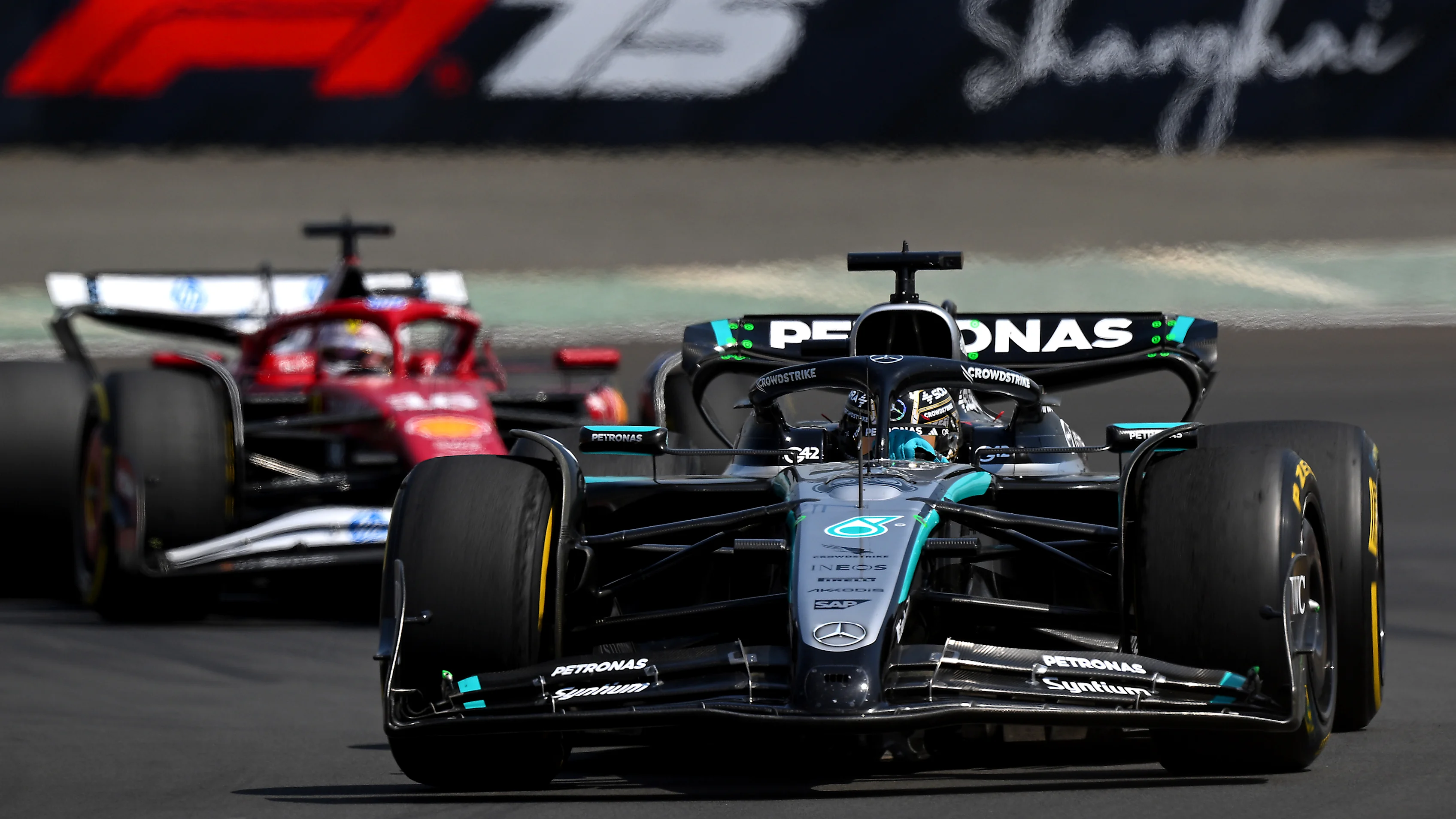SHANGHAI, CHINA - MARCH 22: George Russell of Great Britain driving the (63) Mercedes AMG Petronas