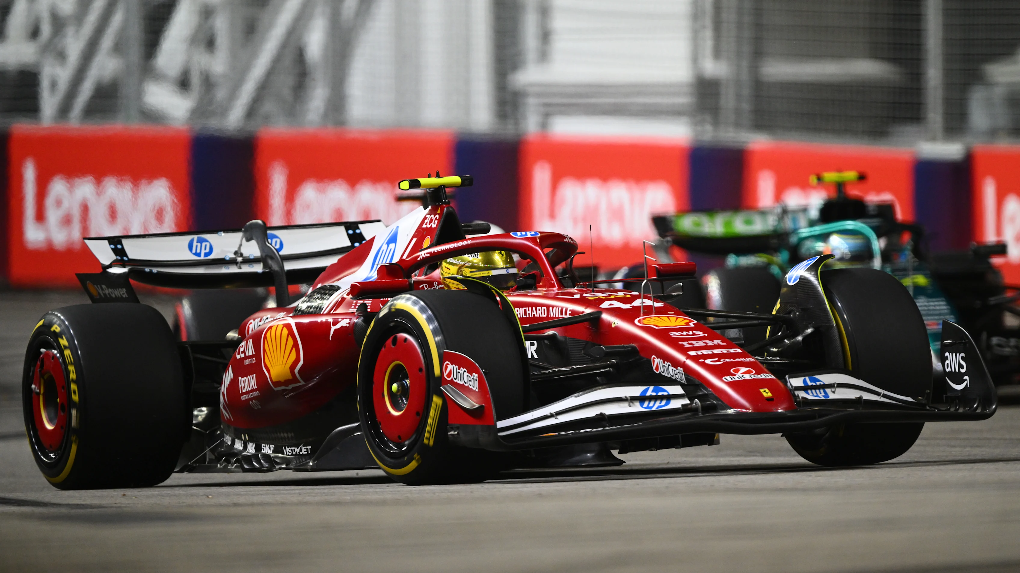 SINGAPORE, SINGAPORE - OCTOBER 05: Lewis Hamilton of Great Britain driving the (44) Scuderia
