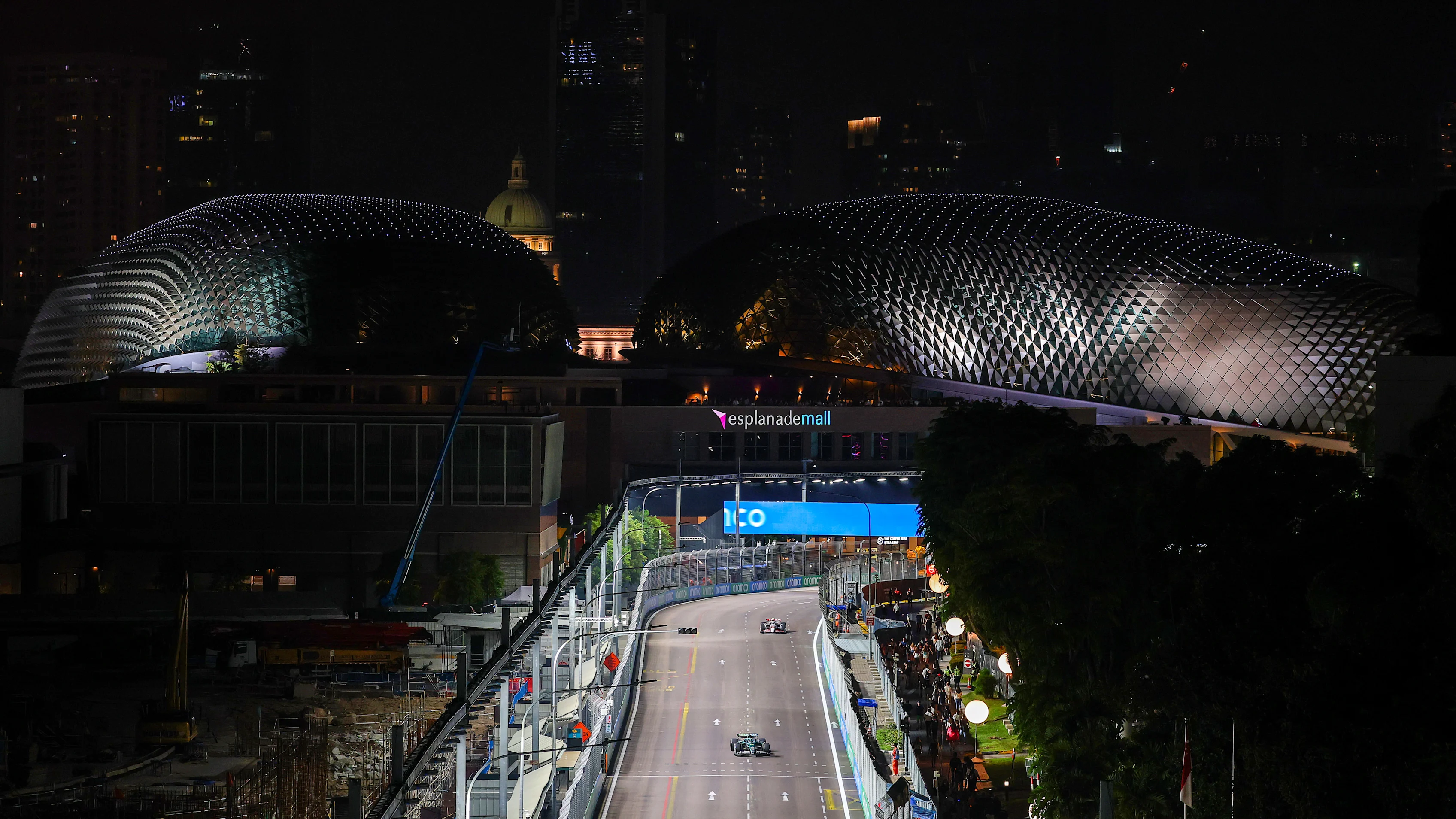 SINGAPORE, SINGAPORE - OCTOBER 03: Lance Stroll of Canada driving the (18) Aston Martin F1 Team
