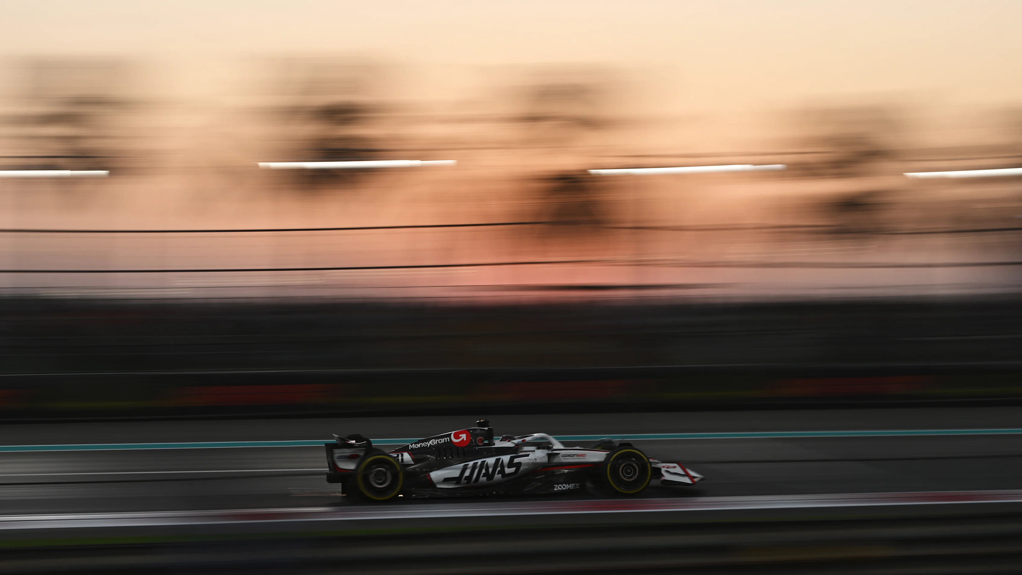 ABU DHABI, UNITED ARAB EMIRATES - DECEMBER 07: Esteban Ocon of France driving the (31) Haas F1 VF-25 Ferrari on track during the F1 Grand Prix of Abu Dhabi at Yas Marina Circuit on December 07, 2025 in Abu Dhabi, United Arab Emirates. (Photo by Rudy Carezzevoli/Getty Images)
