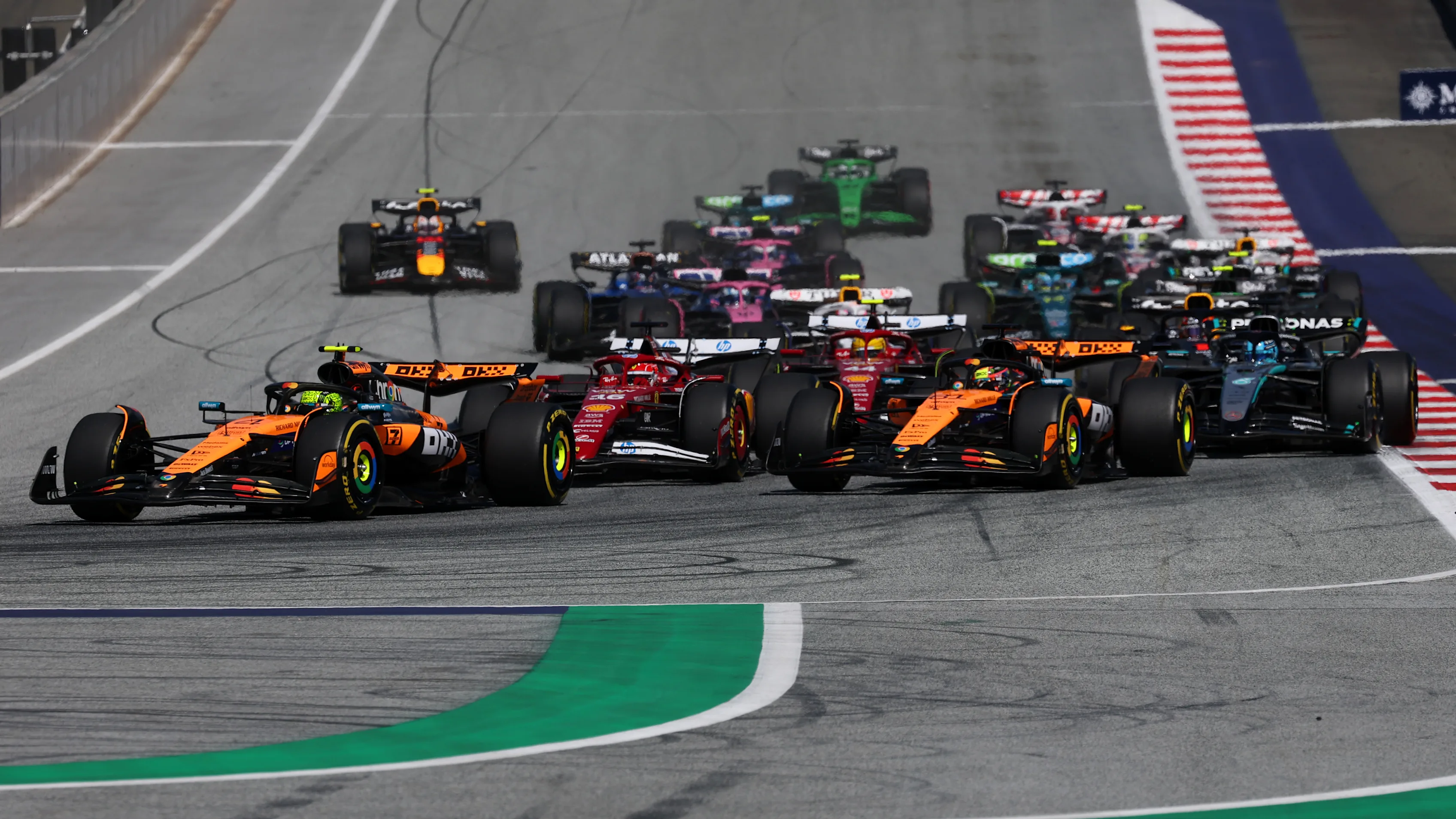 SPIELBERG, AUSTRIA - JUNE 29: Lando Norris of Great Britain driving the (4) McLaren MCL39 Mercedes