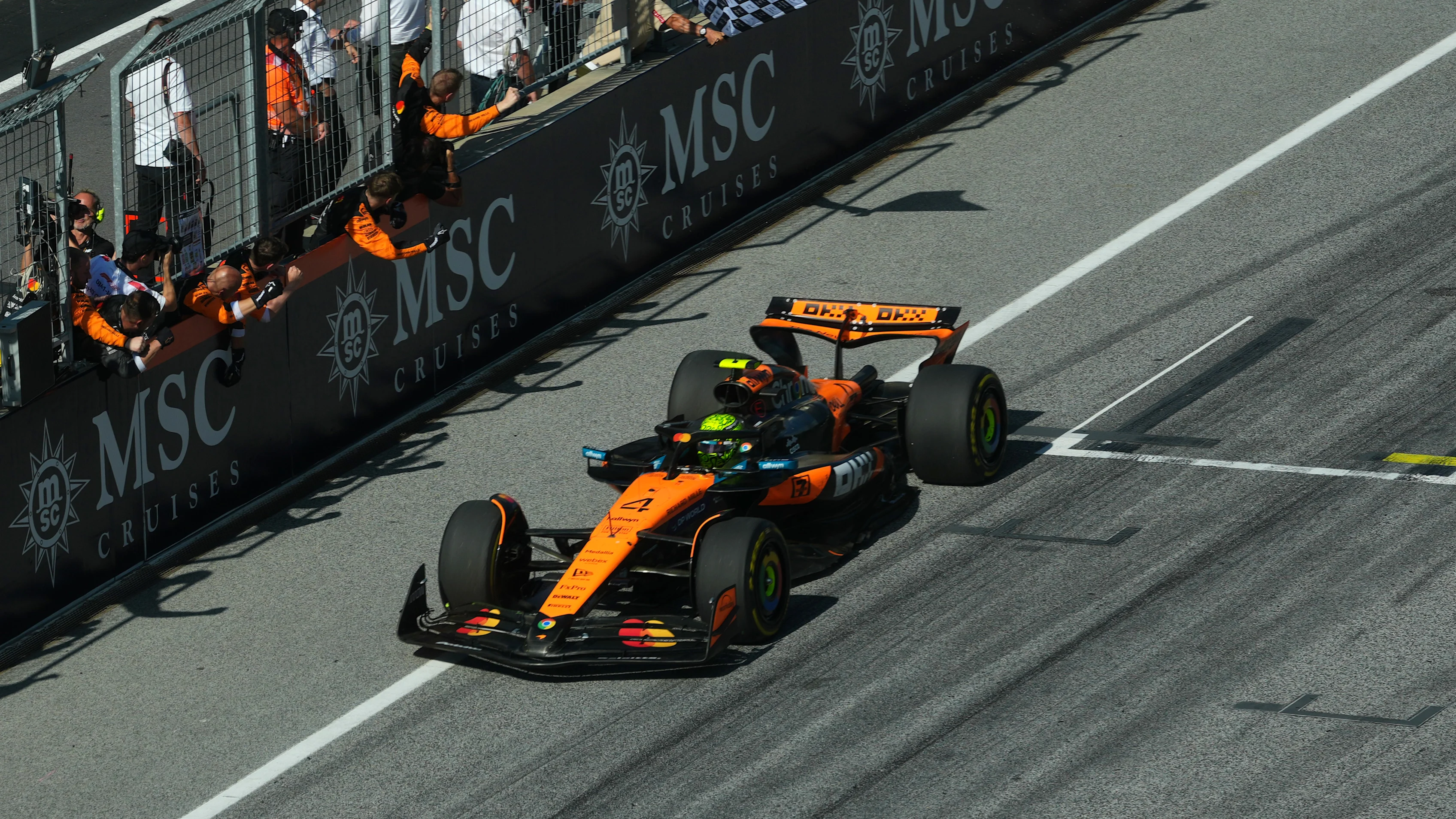 SPIELBERG, AUSTRIA - JUNE 29: Race winner Lando Norris of Great Britain driving the (4) McLaren