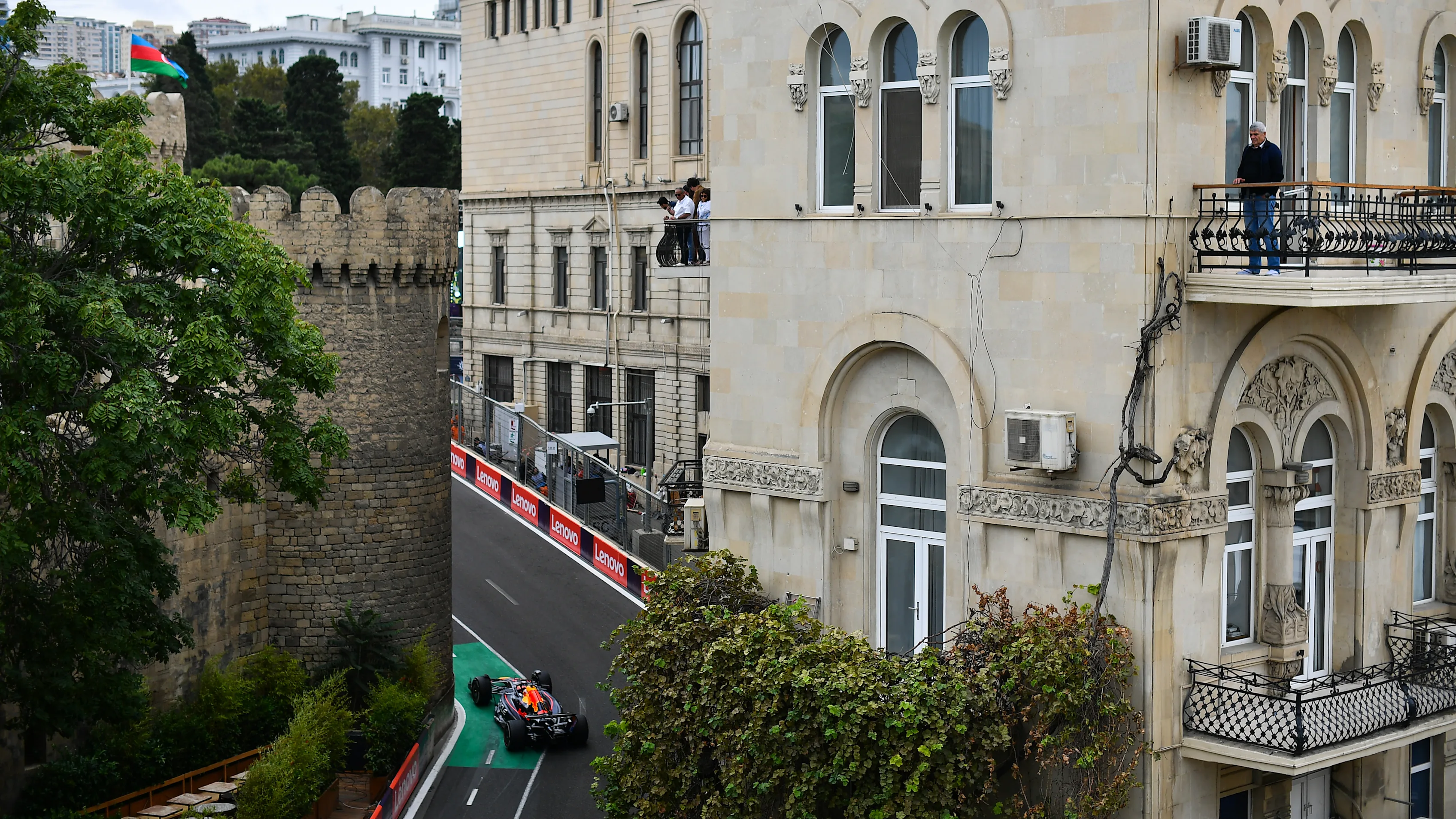 BAKU, AZERBAIJAN - SEPTEMBER 21: Max Verstappen of the Netherlands driving the (1) Oracle Red Bull