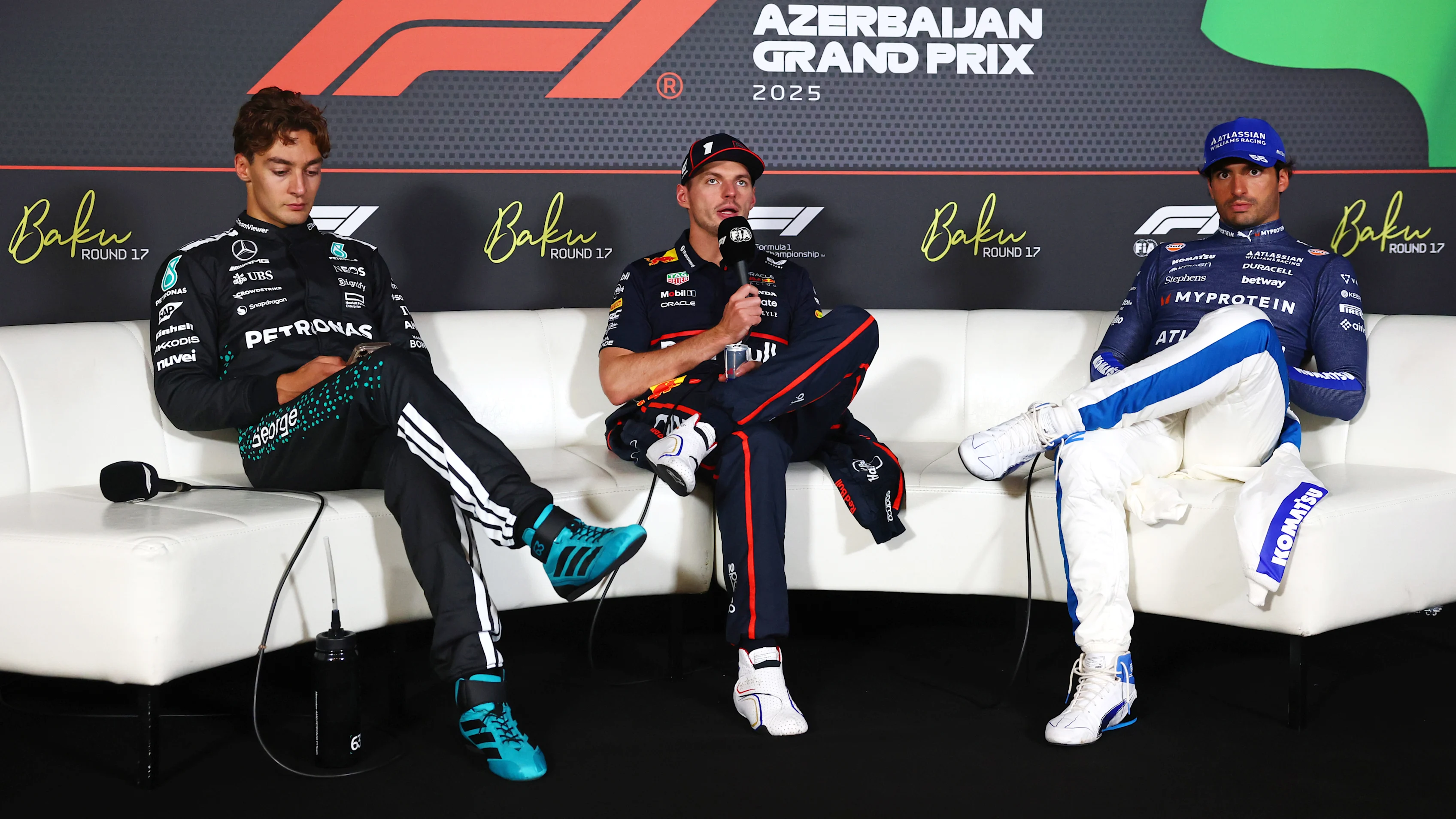 BAKU, AZERBAIJAN - SEPTEMBER 21: Race winner Max Verstappen of the Netherlands and Oracle Red Bull