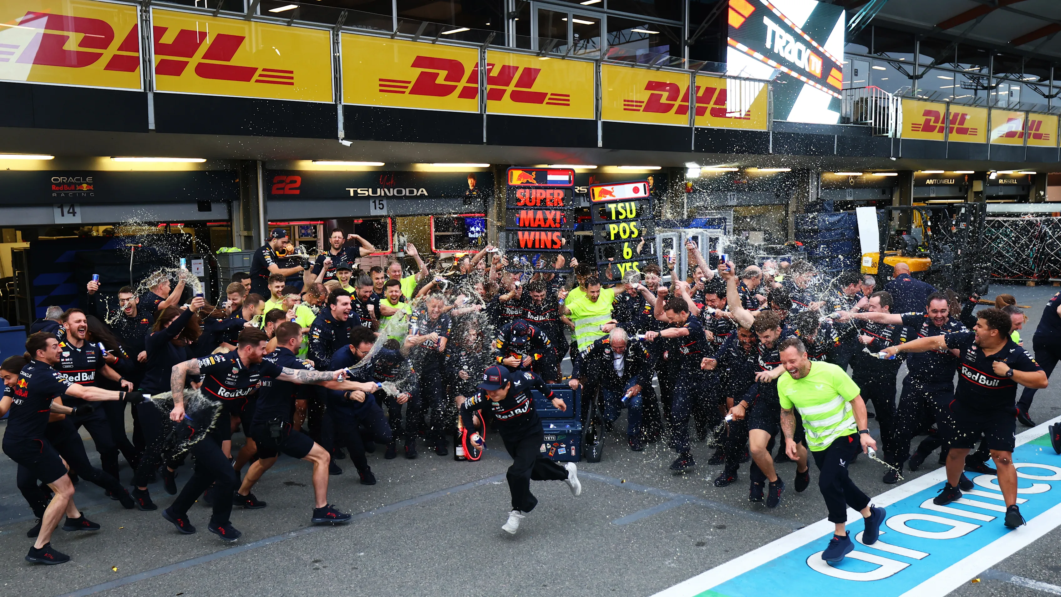 BAKU, AZERBAIJAN - SEPTEMBER 21: Race winner Max Verstappen of the Netherlands and Oracle Red Bull
