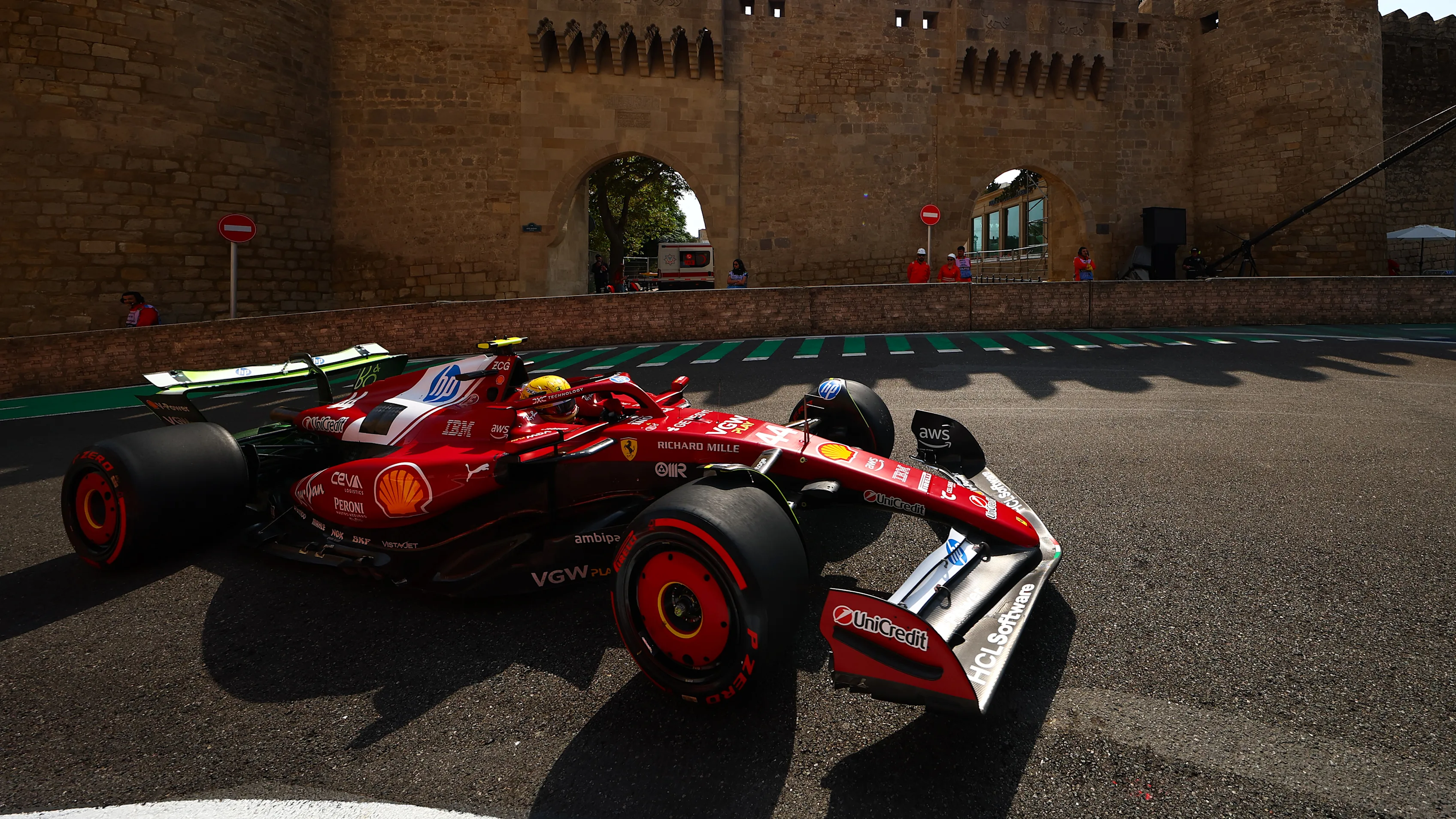 BAKU, AZERBAIJAN - SEPTEMBER 19: Lewis Hamilton of Great Britain driving the (44) Scuderia Ferrari
