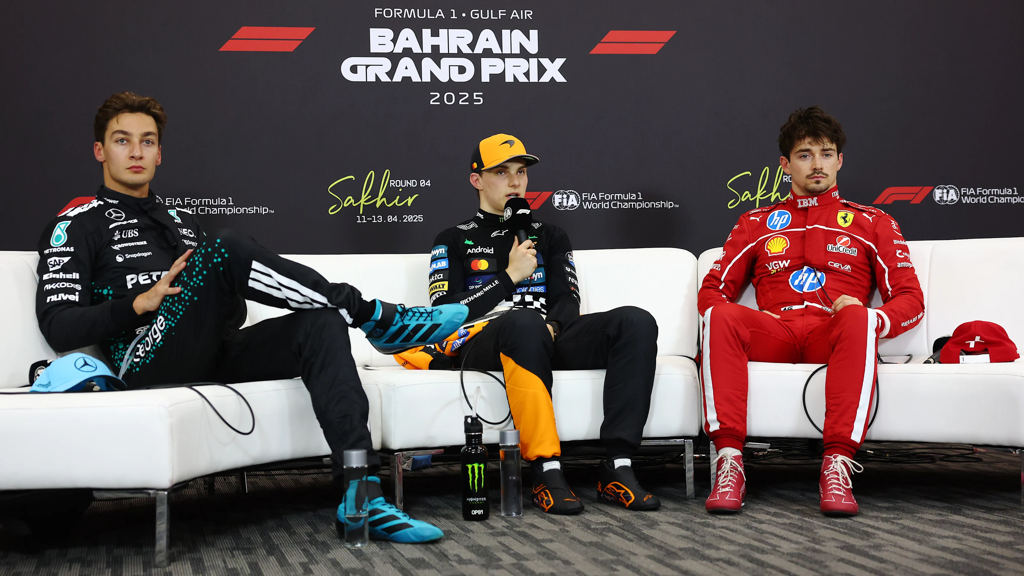 BAHRAIN, BAHRAIN - APRIL 12: Pole position qualifier Oscar Piastri of Australia and McLaren Second