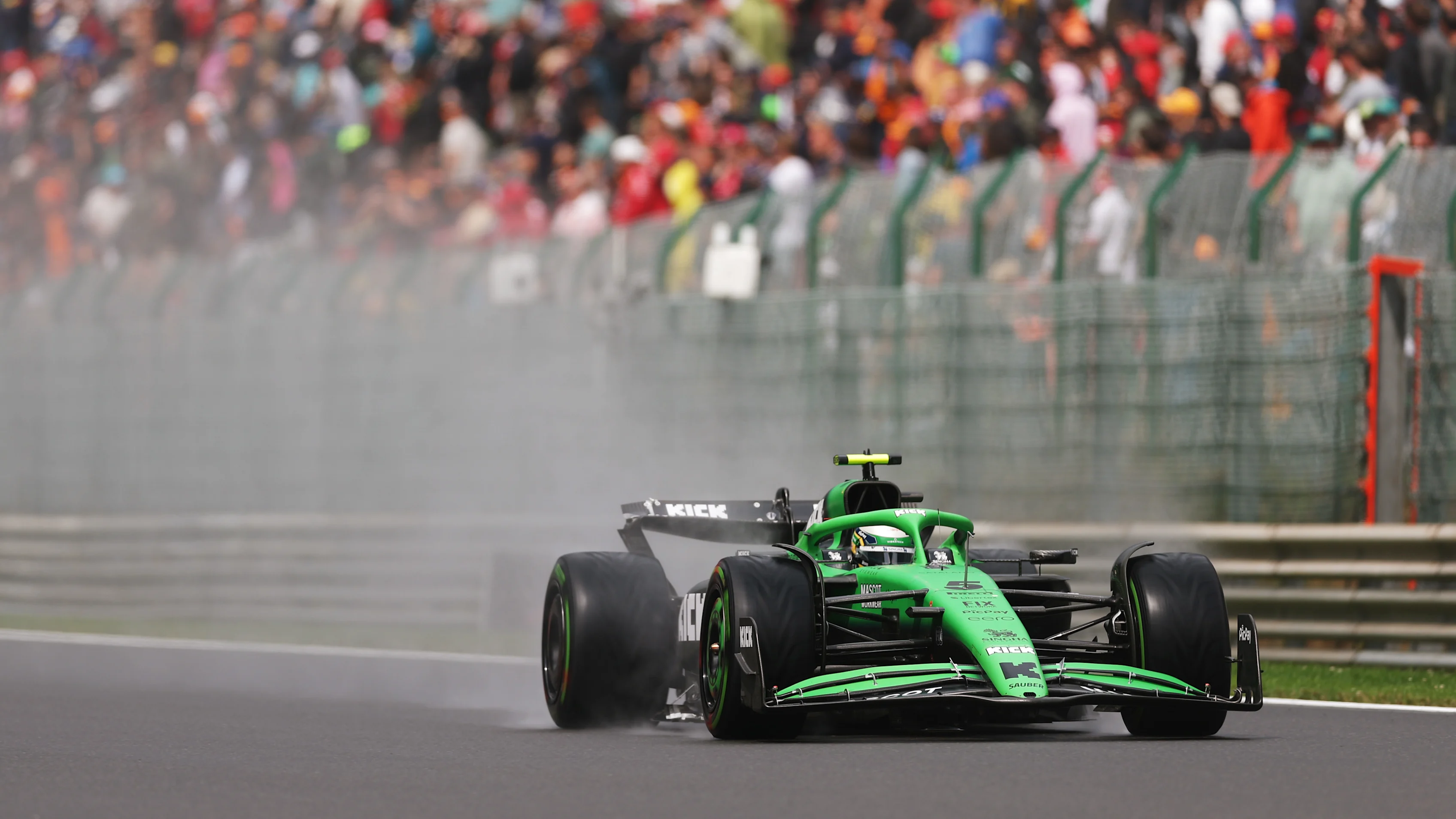 SPA, BELGIUM - JULY 27: Gabriel Bortoleto of Brazil driving the (5) Kick Sauber C45 Ferrari heads