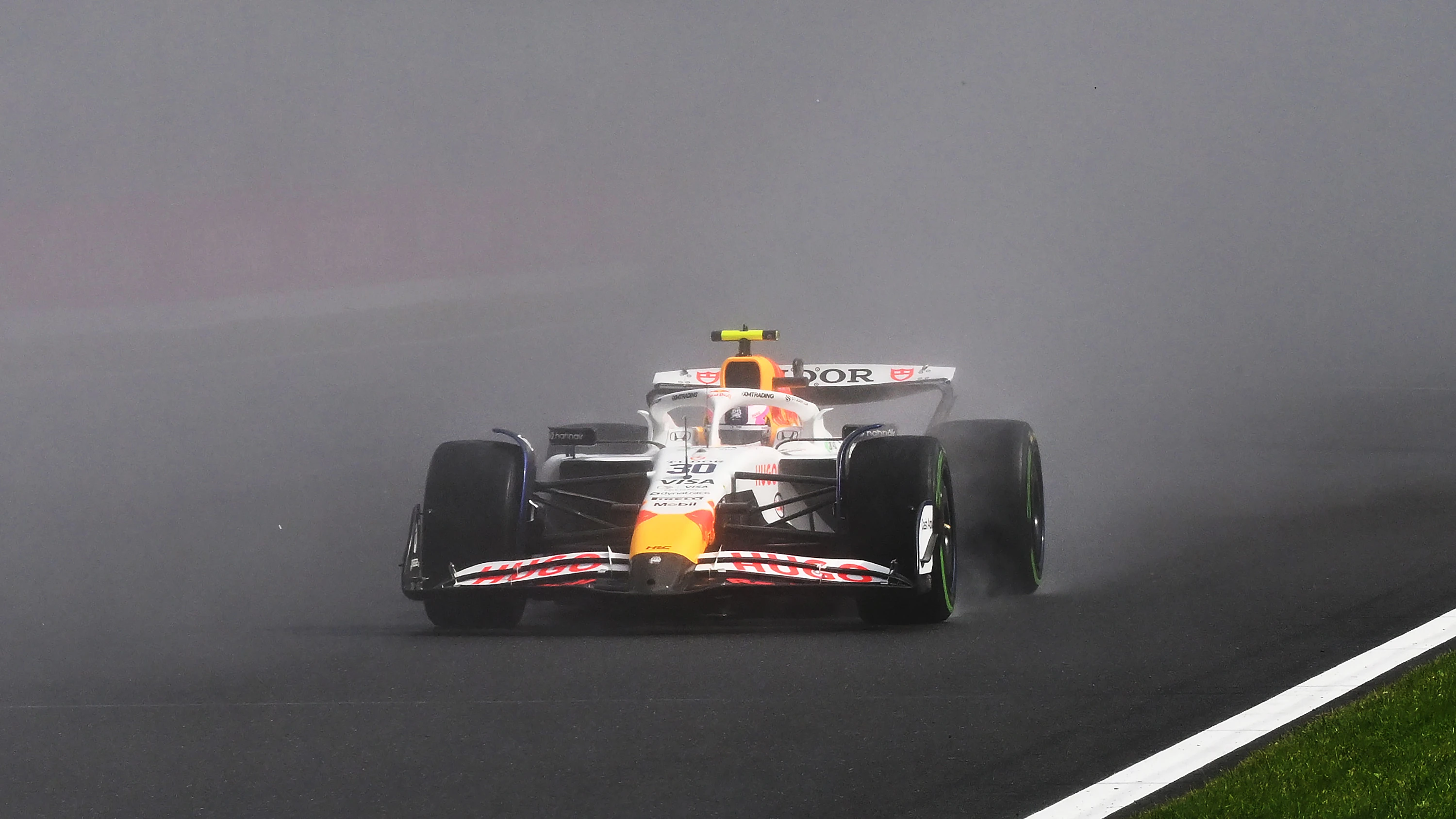 SPA, BELGIUM - JULY 27: Liam Lawson of New Zealand driving the (30) Visa Cash App Racing Bulls VCARB 02 on track during the F1 Grand Prix of Belgium at Circuit de Spa-Francorchamps on July 27, 2025 in Spa, Belgium. (Photo by Mark Sutton - Formula 1/Formula 1 via Getty Images)