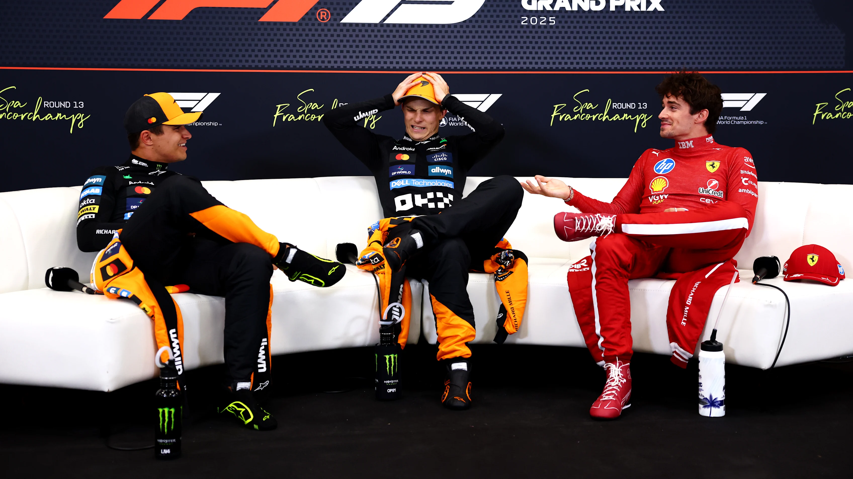 SPA, BELGIUM - JULY 27: Race winner Oscar Piastri of Australia and McLaren Second placed Lando