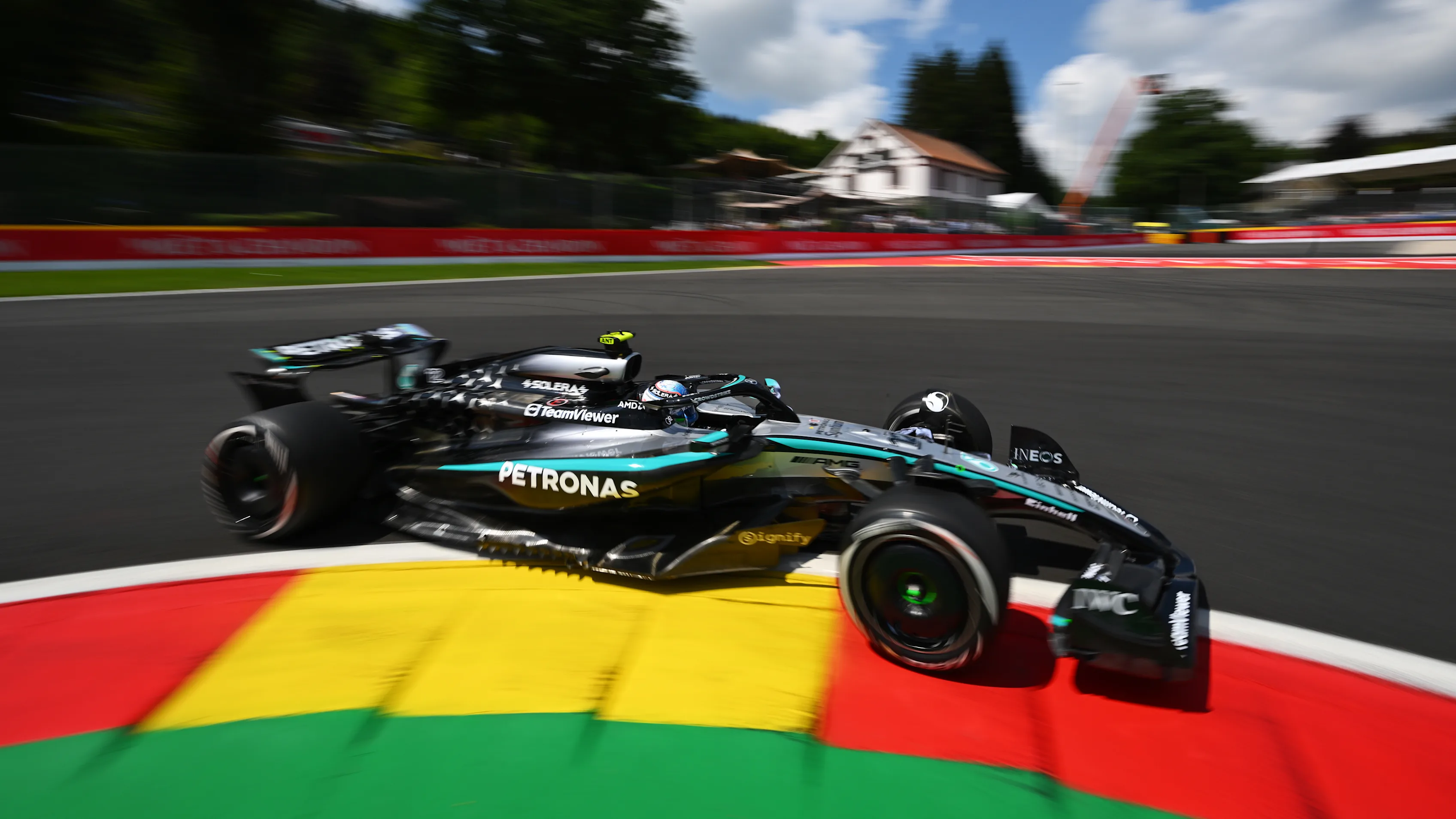SPA, BELGIUM - JULY 25: Andrea Kimi Antonelli of Italy driving the (12) Mercedes AMG Petronas F1