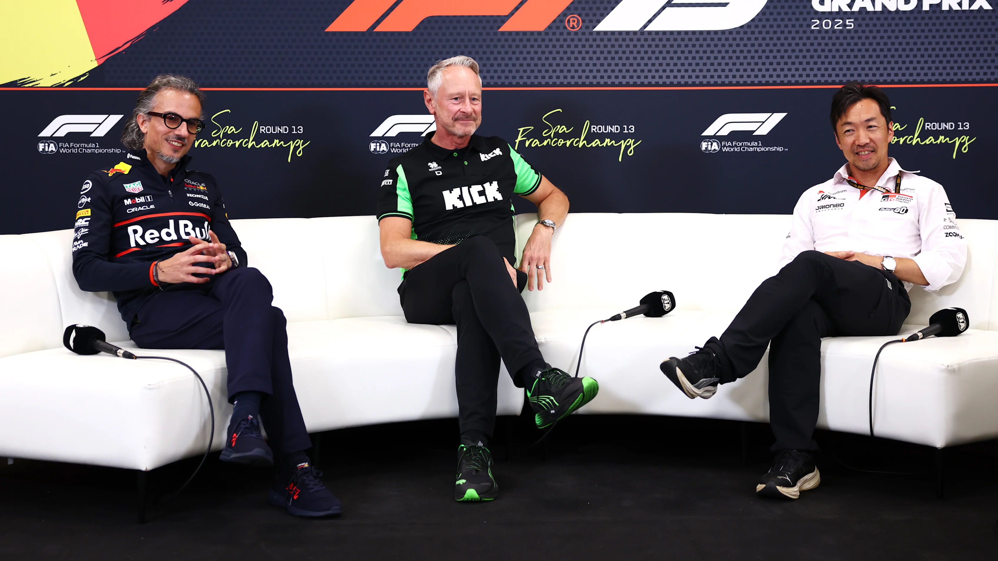 SPA, BELGIUM - JULY 25: Laurent Mekies, Team Principal of Oracle Red Bull Racing Jonathan Wheatley,