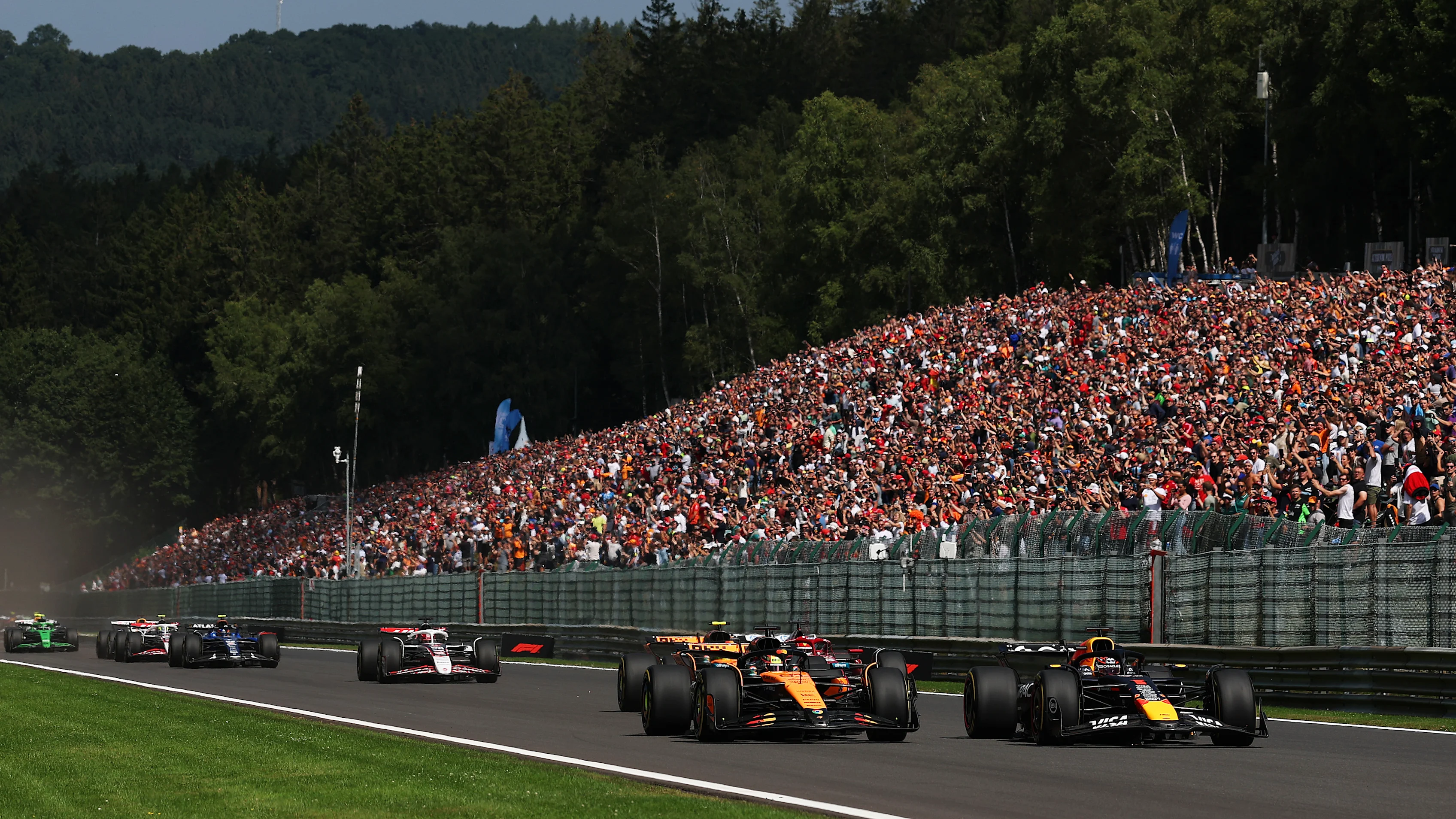 SPA, BELGIUM - JULY 26: Oscar Piastri of Australia driving the (81) McLaren MCL39 Mercedes and Max