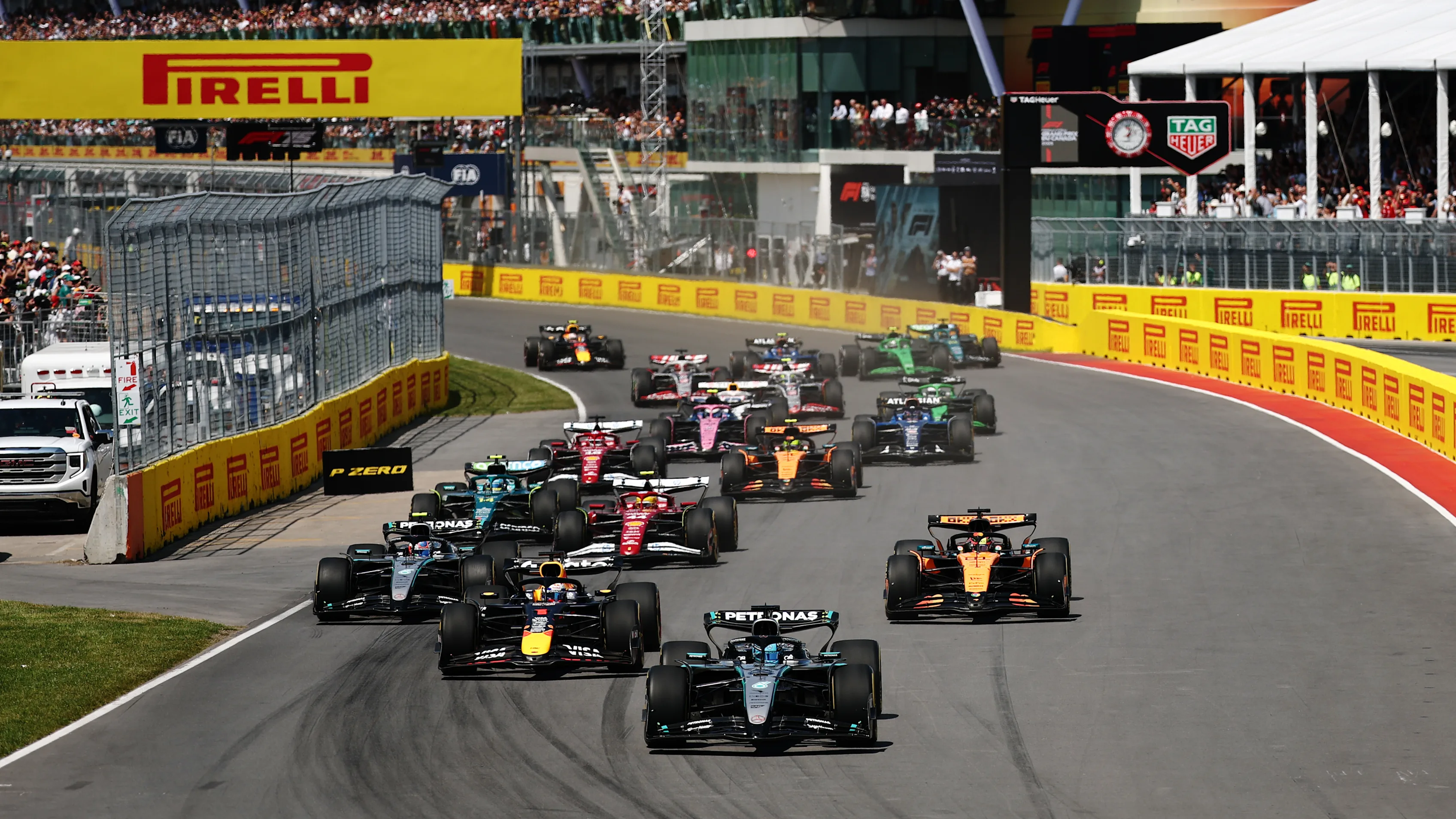 MONTREAL, QUEBEC - JUNE 15: George Russell of Great Britain driving the (63) Mercedes AMG Petronas