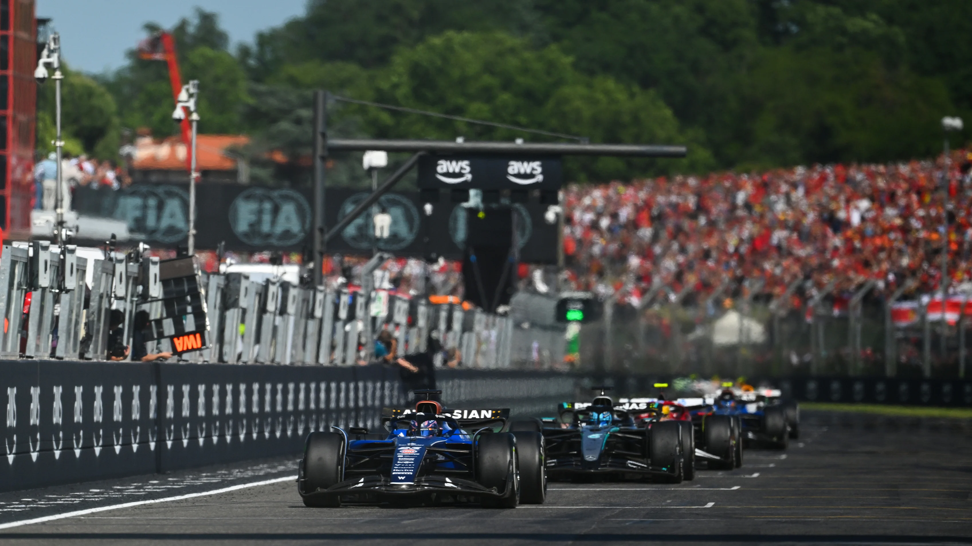 IMOLA, ITALY - MAY 18: Alexander Albon of Thailand driving the (23) Williams FW47 Mercedes leads