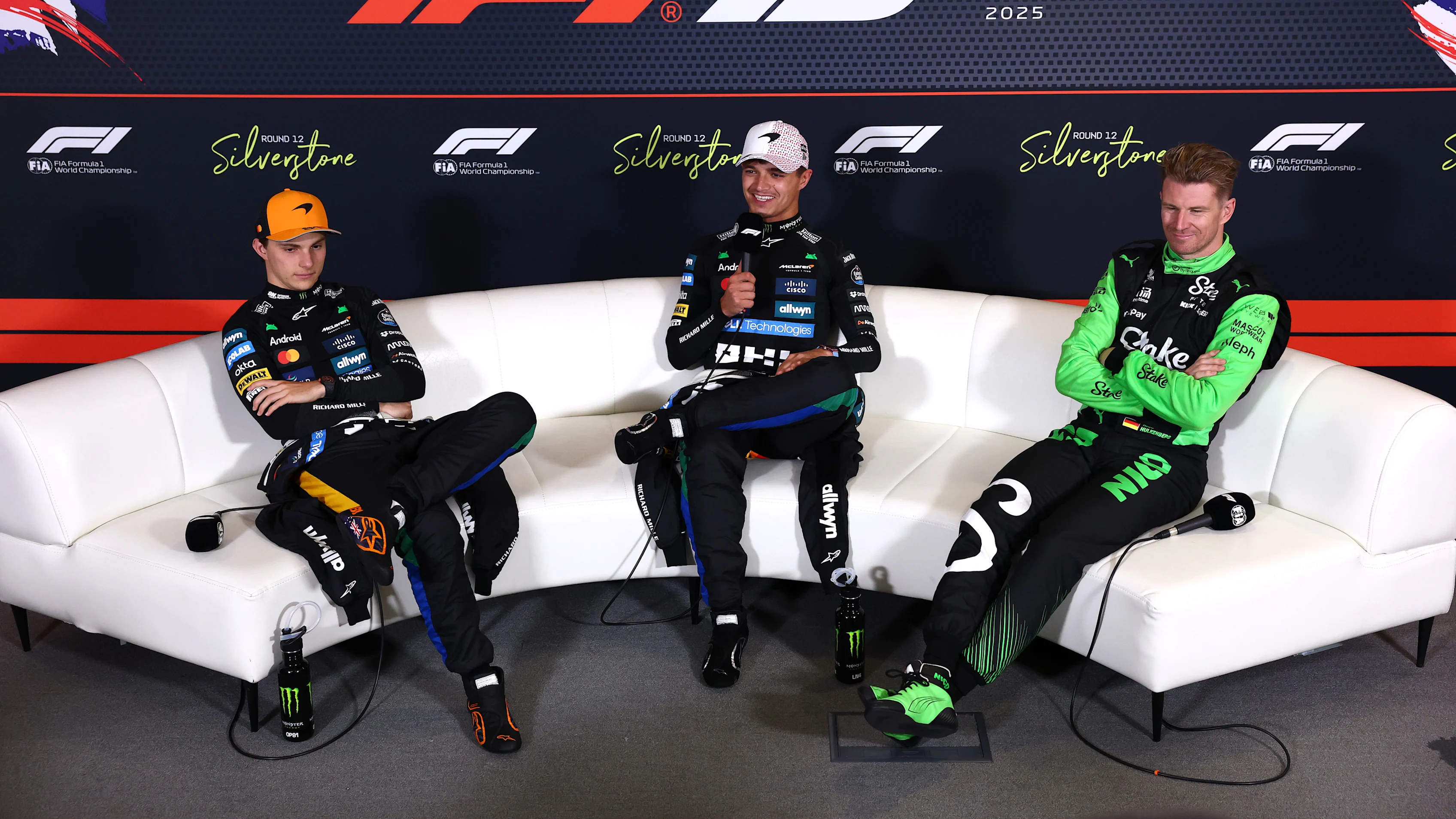 NORTHAMPTON, ENGLAND - JULY 06: Race winner Lando Norris of Great Britain and McLaren Second placed