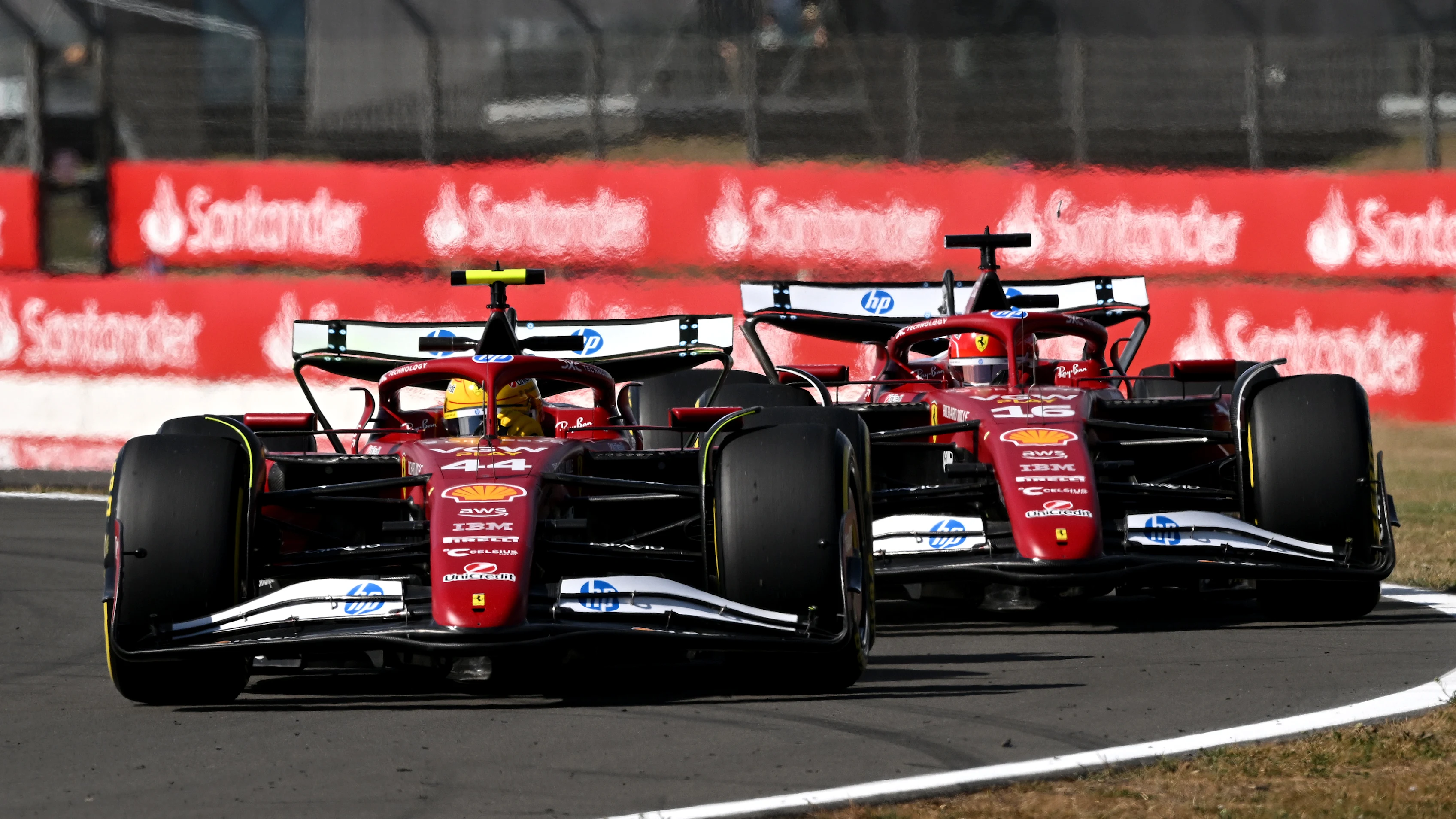 NORTHAMPTON, ENGLAND - JULY 04: Lewis Hamilton of Great Britain driving the (44) Scuderia Ferrari