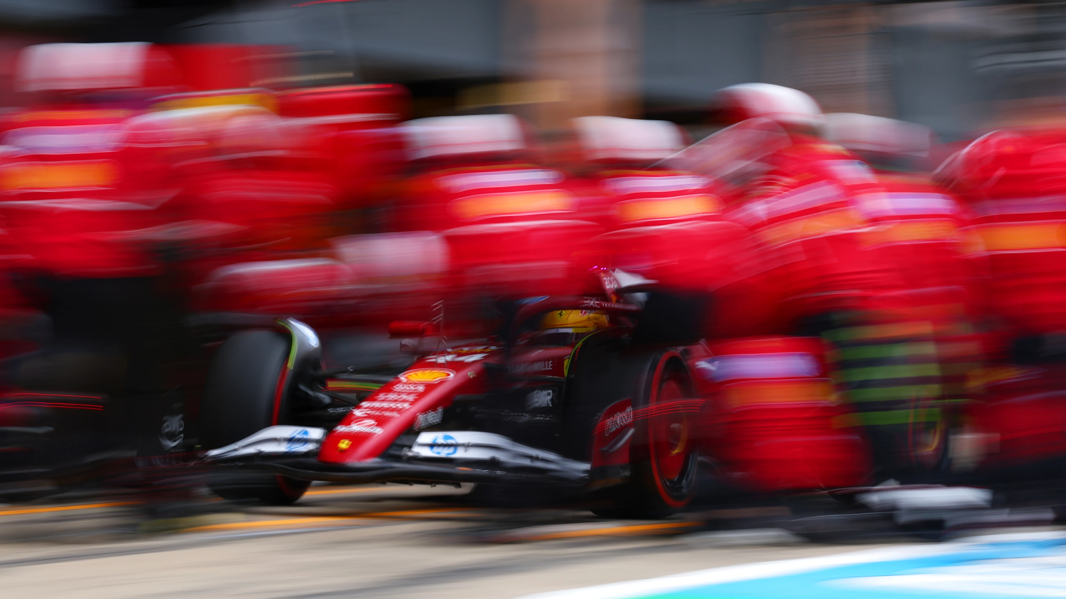 NORTHAMPTON, ENGLAND - JULY 05: Lewis Hamilton of Great Britain driving the (44) Scuderia Ferrari