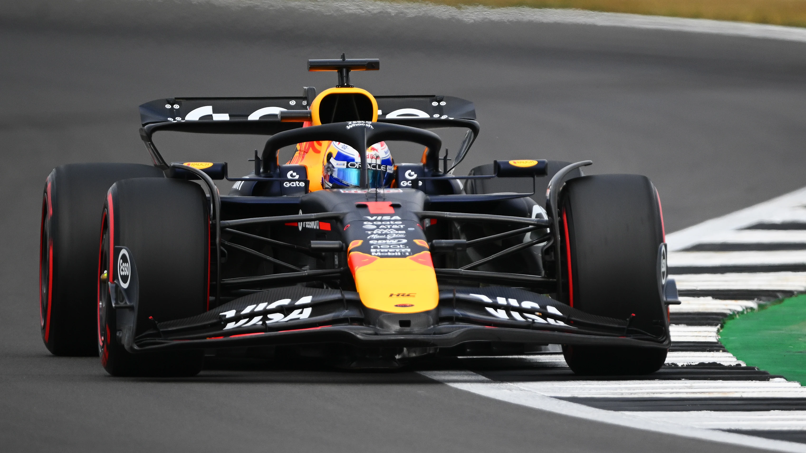 NORTHAMPTON, ENGLAND - JULY 05: Max Verstappen of the Netherlands driving the (1) Oracle Red Bull