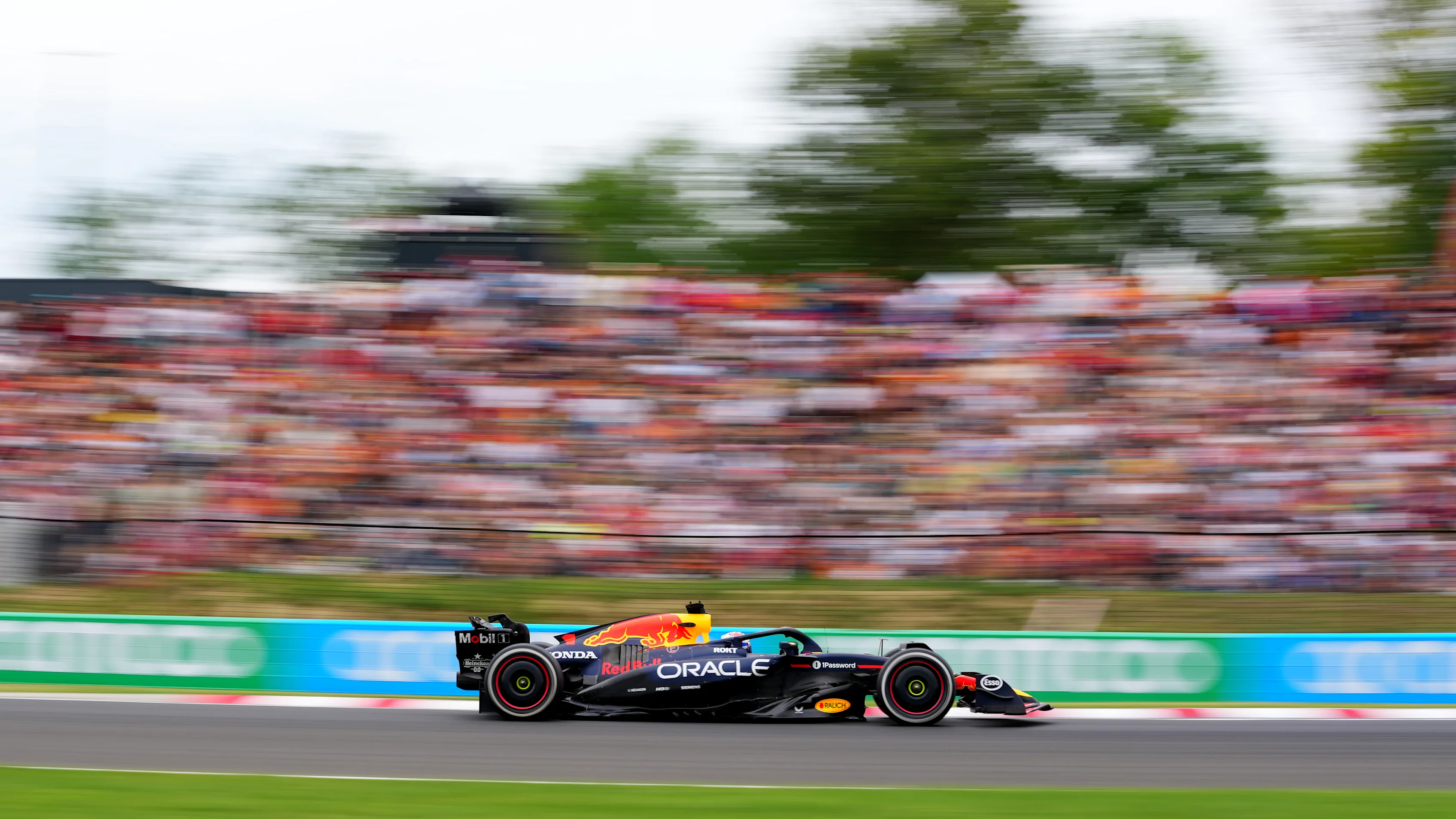 BUDAPEST, HUNGARY - AUGUST 03: Max Verstappen of the Netherlands driving the (1) Oracle Red Bull