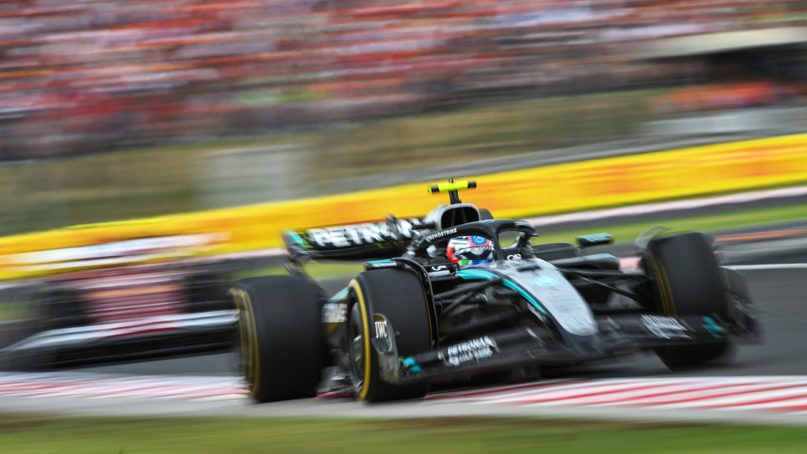 BUDAPEST, HUNGARY - AUGUST 03: Andrea Kimi Antonelli of Italy driving the (12) Mercedes AMG