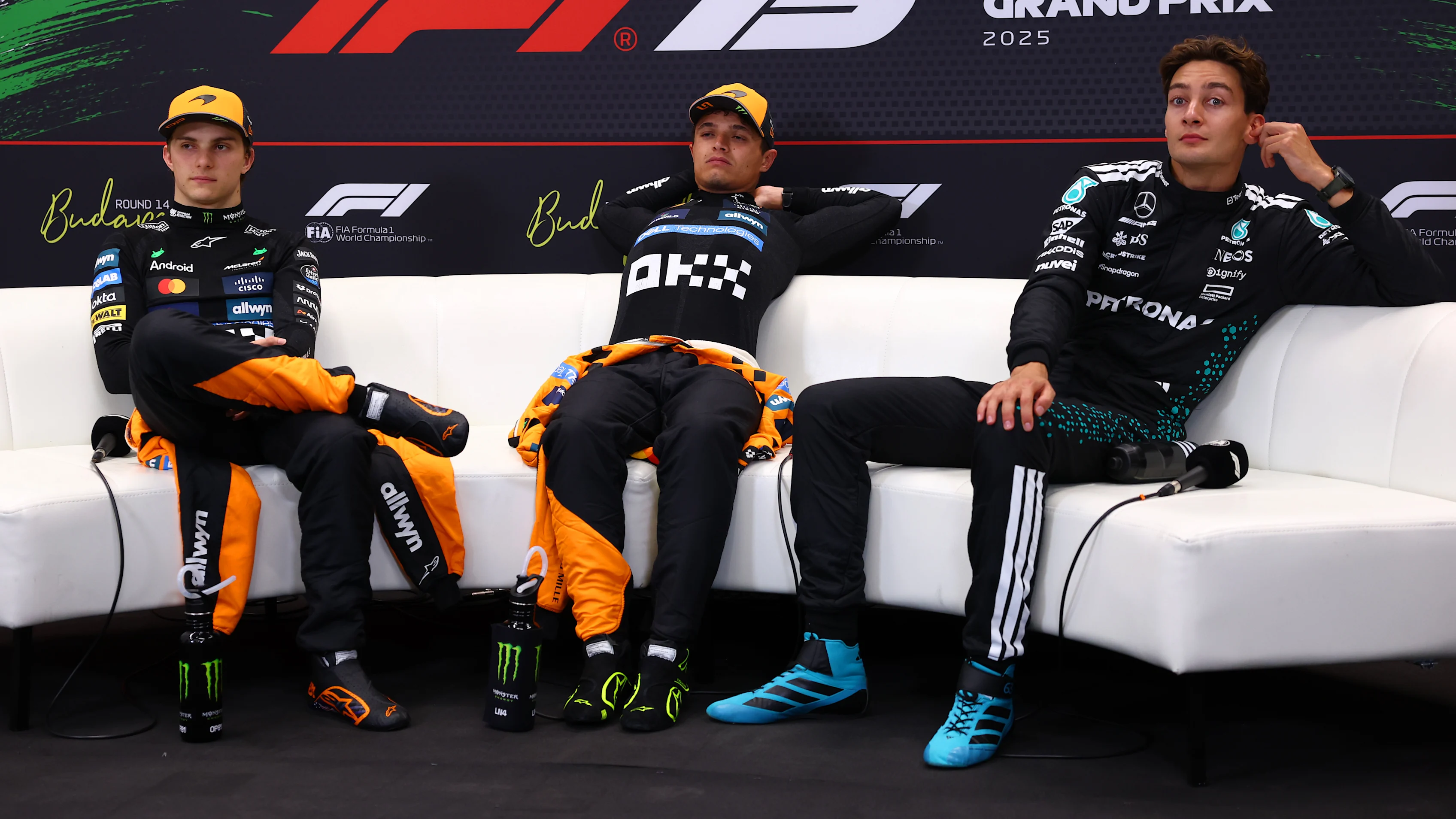 BUDAPEST, HUNGARY - AUGUST 03: Race winner Lando Norris of Great Britain and McLaren Second placed