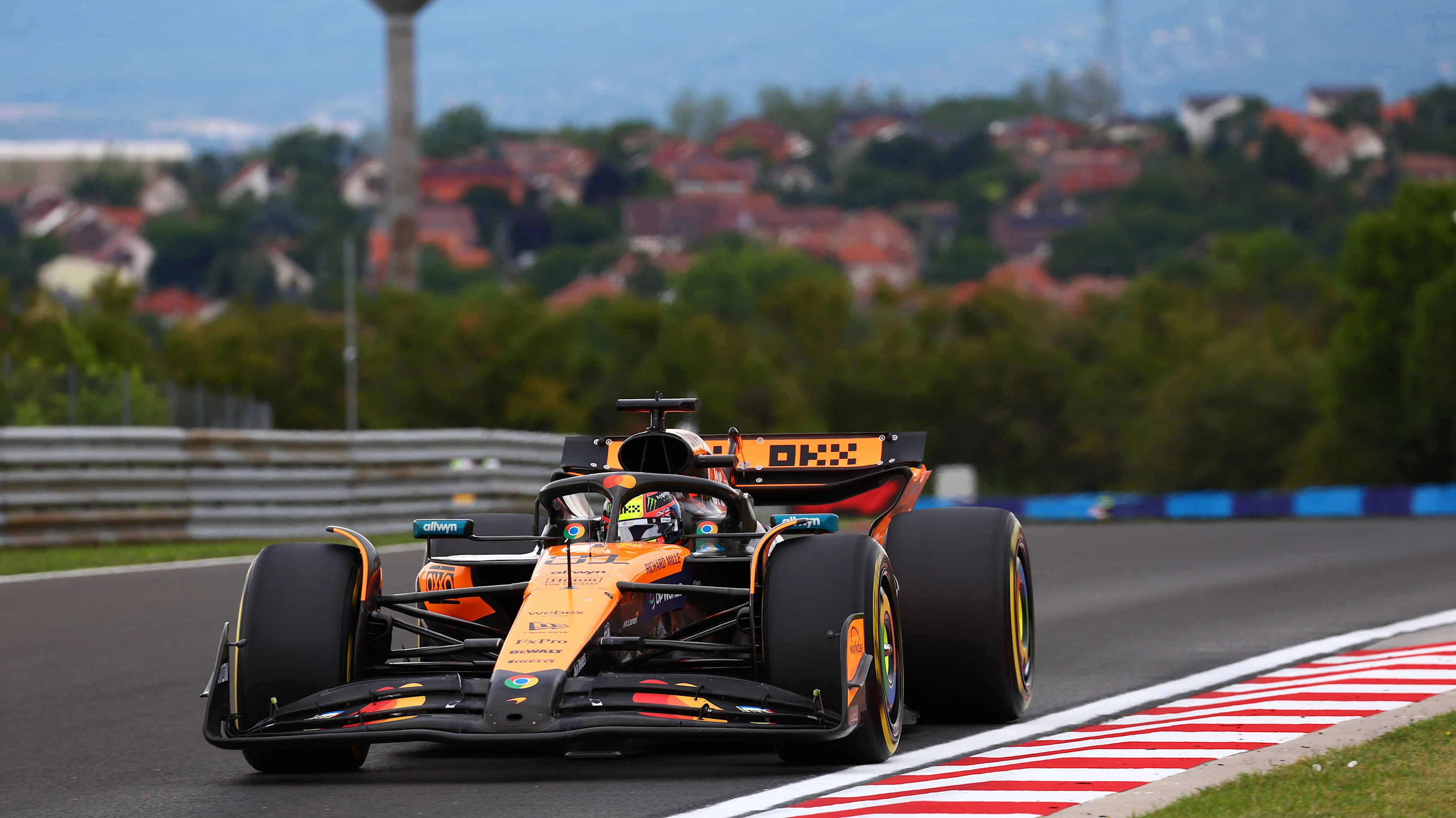BUDAPEST, HUNGARY - AUGUST 03: Oscar Piastri of Australia driving the (81) McLaren MCL39 Mercedes