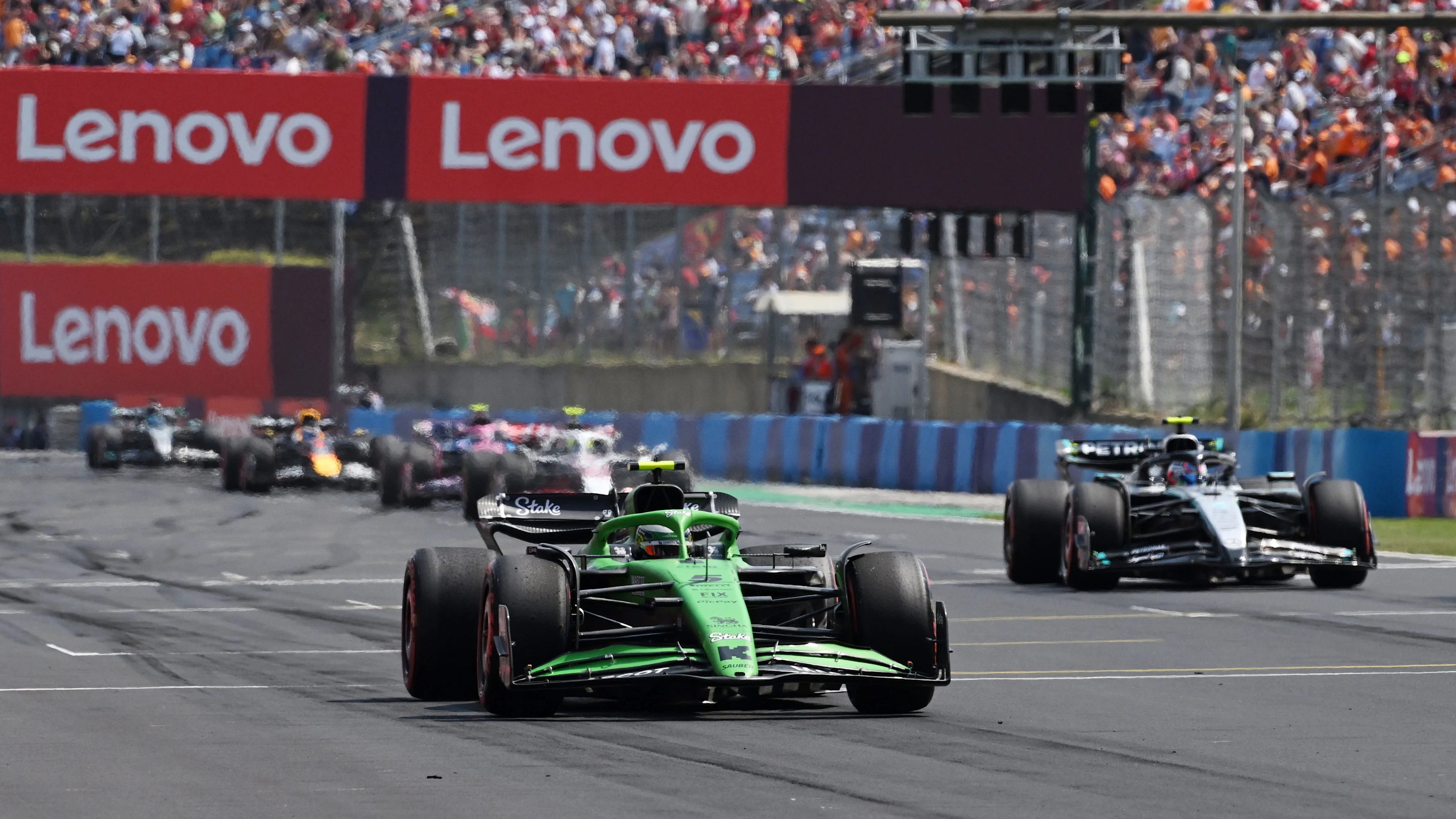 BUDAPEST, HUNGARY - AUGUST 02: Gabriel Bortoleto of Brazil driving the (5) Kick Sauber C45 Ferrari