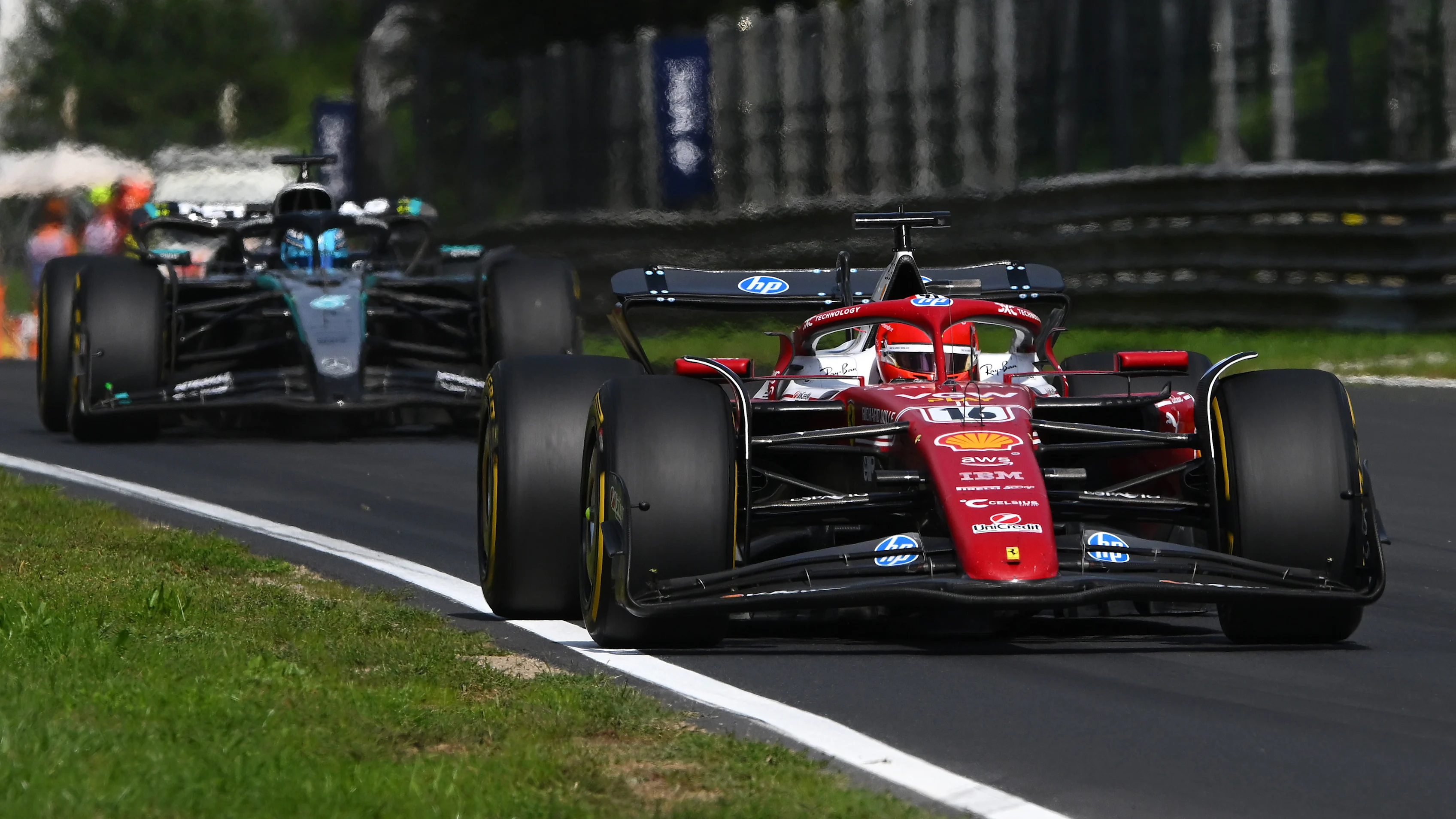 MONZA, ITALY - SEPTEMBER 07: Charles Leclerc of Monaco driving the (16) Scuderia Ferrari SF-25