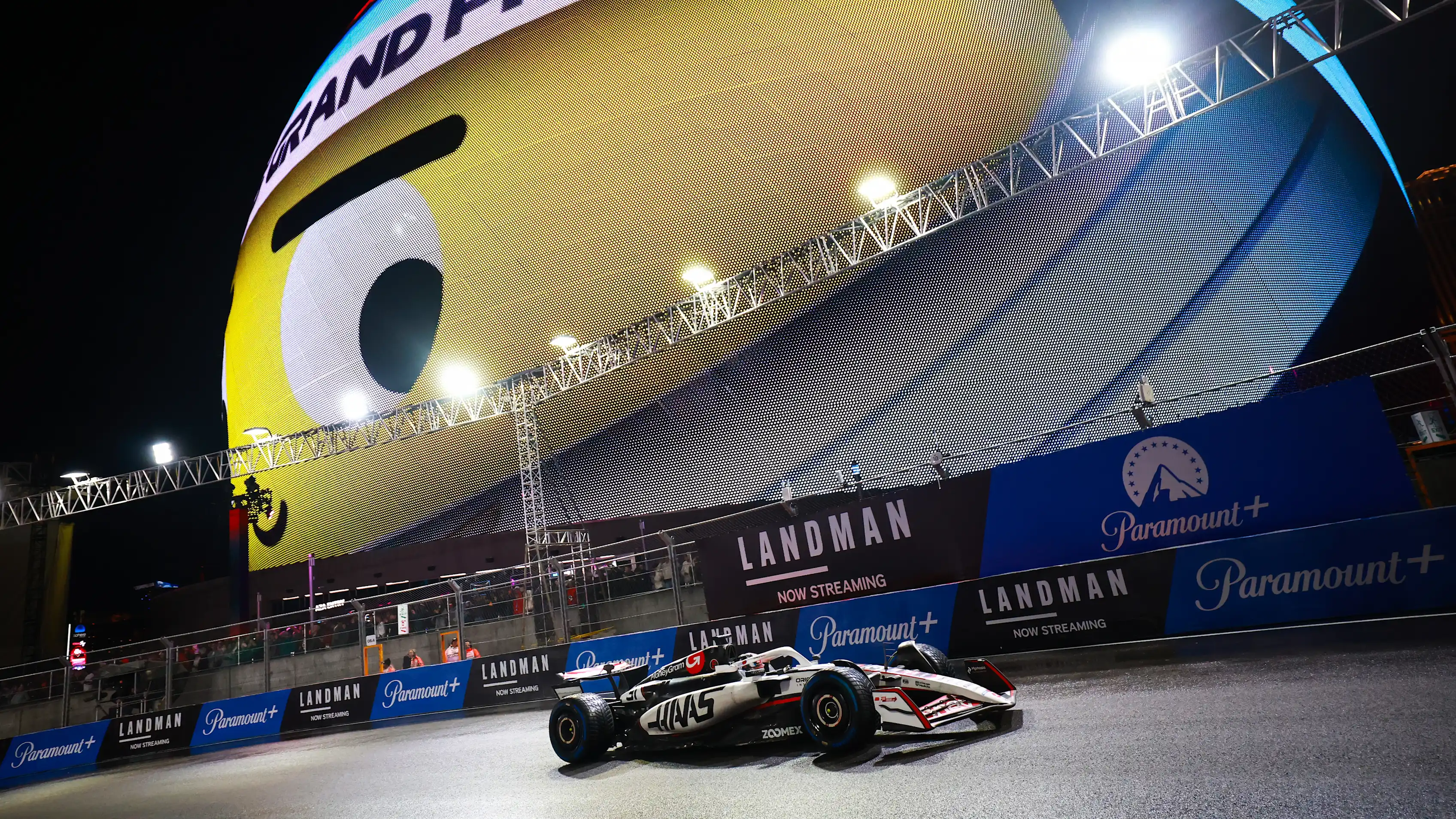 LAS VEGAS, NEVADA - NOVEMBER 21: Esteban Ocon of France driving the (31) Haas F1 VF-25 Ferrari on track during qualifying ahead of the F1 Grand Prix of Las Vegas at Las Vegas Strip Circuit on November 21, 2025 in Las Vegas, Nevada. (Photo by Hector Vivas/Getty Images)
