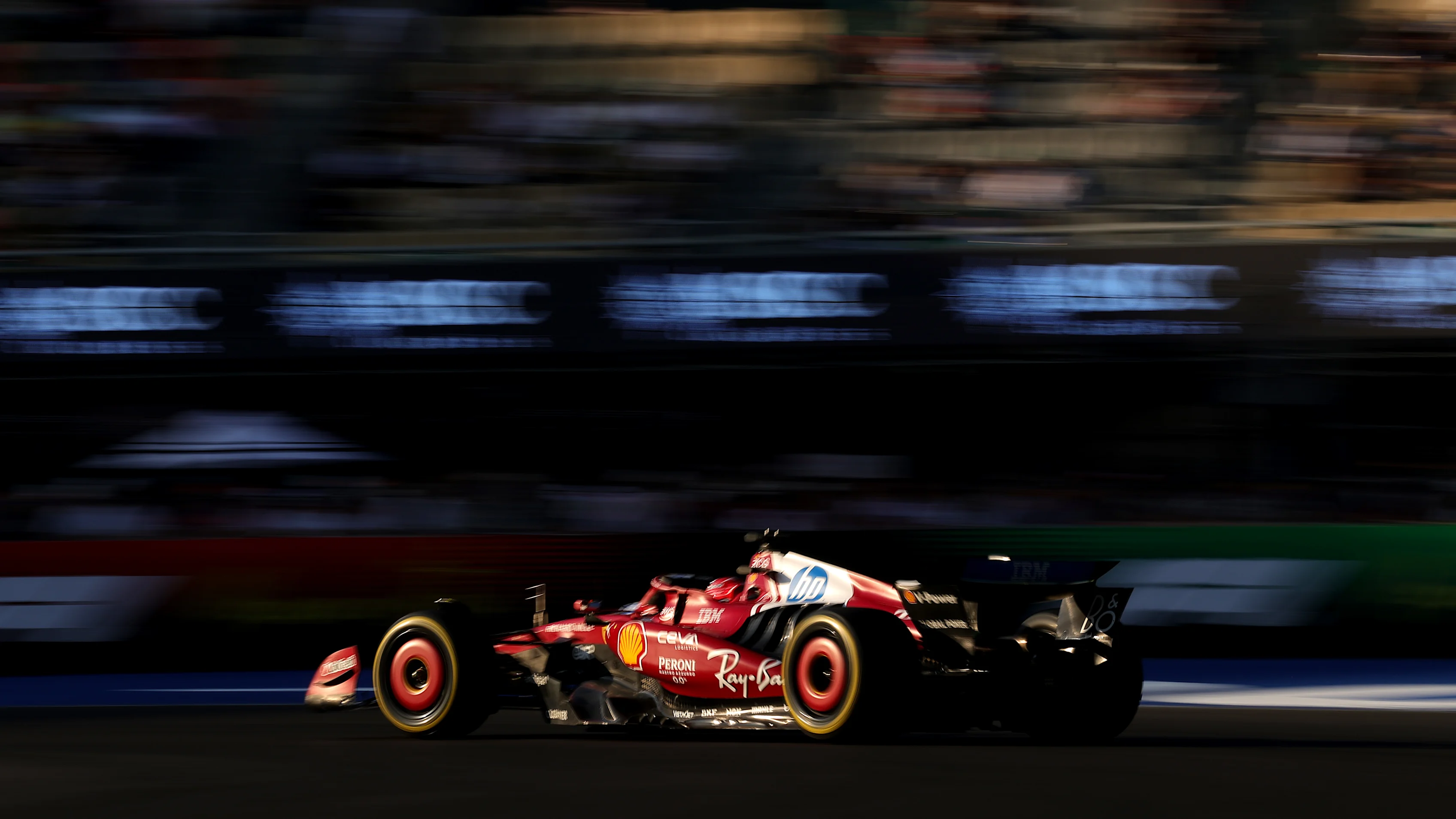 MEXICO CITY, MEXICO - OCTOBER 24: Charles Leclerc of Monaco driving the (16) Scuderia Ferrari SF-25 on track during practice ahead of the F1 Grand Prix of Mexico at Autodromo Hermanos Rodriguez on October 24, 2025 in Mexico City, Mexico. (Photo by Bryn Lennon - Formula 1/Formula 1 via Getty Images)