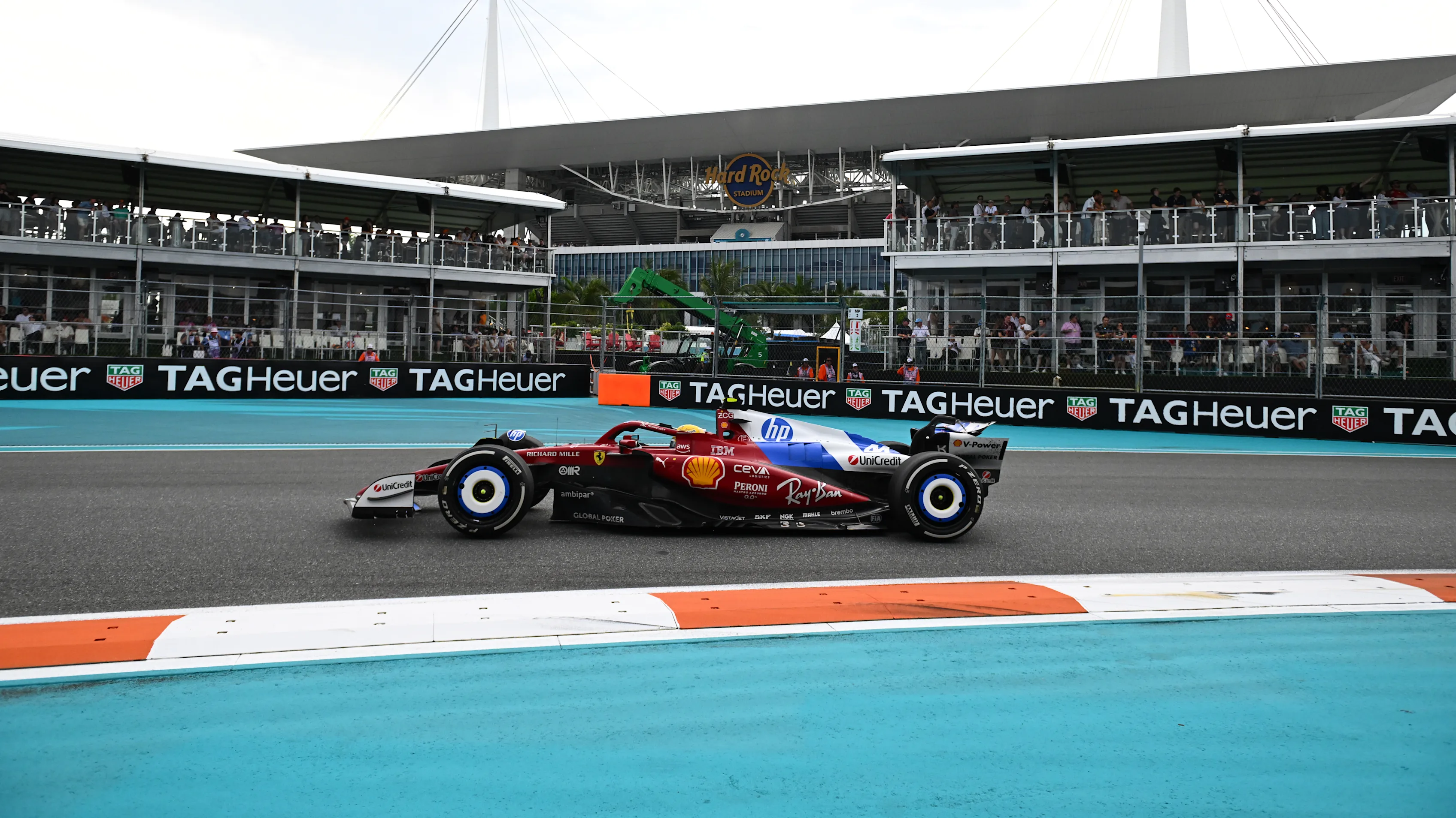 MIAMI, FLORIDA - MAY 04: Lewis Hamilton of Great Britain driving the (44) Scuderia Ferrari SF-25 on