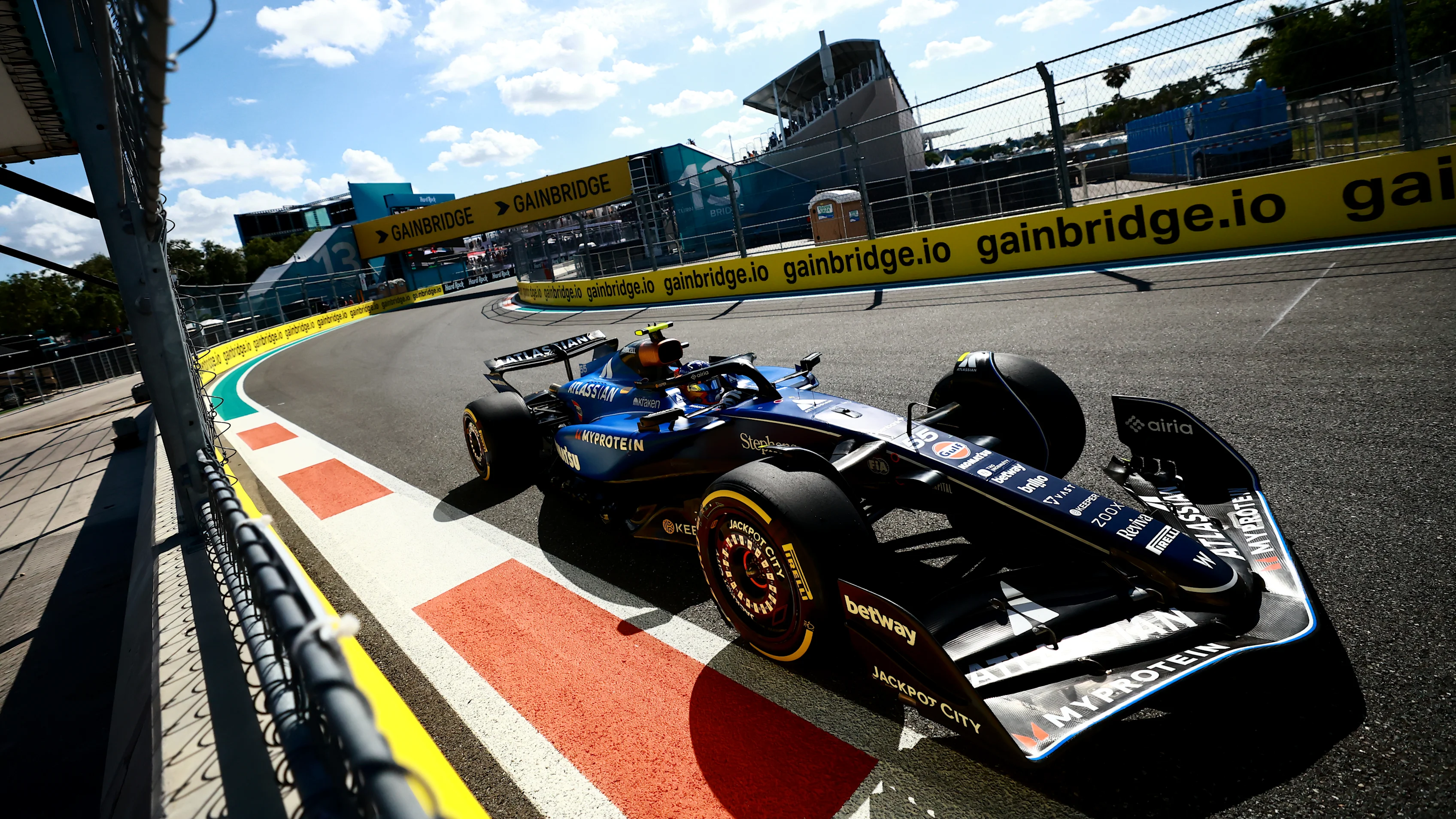 MIAMI, FLORIDA - MAY 02: Carlos Sainz of Spain driving the (55) Williams FW47 Mercedes on track