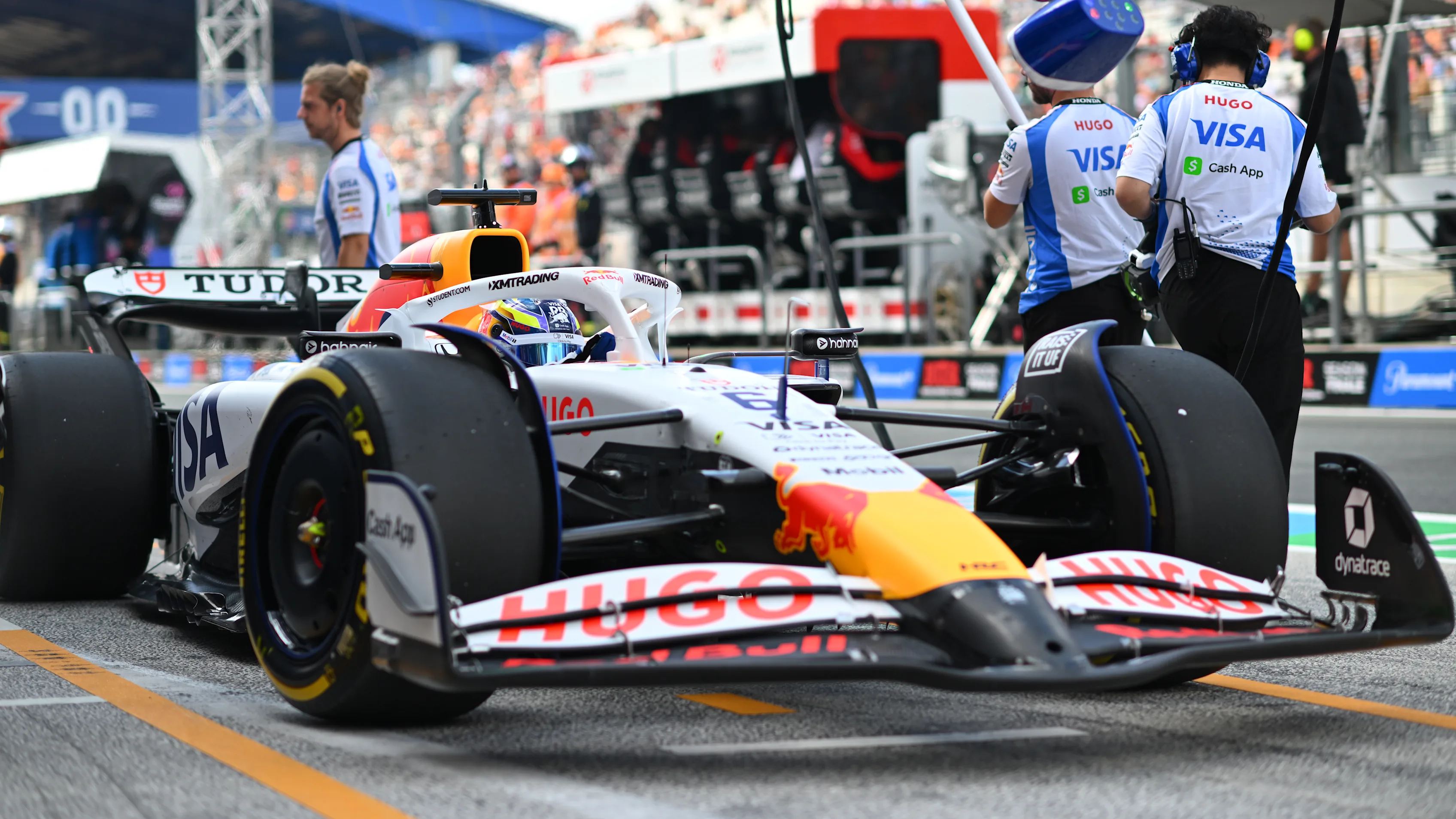 ZANDVOORT, NETHERLANDS - AUGUST 29: Isack Hadjar of France driving the (6) Visa Cash App Racing Bulls VCARB 02 in the Pitlane during practice ahead of the F1 Grand Prix of Netherlands at Circuit Zandvoort on August 29, 2025 in Zandvoort, Netherlands. (Photo by Rudy Carezzevoli/Getty Images)