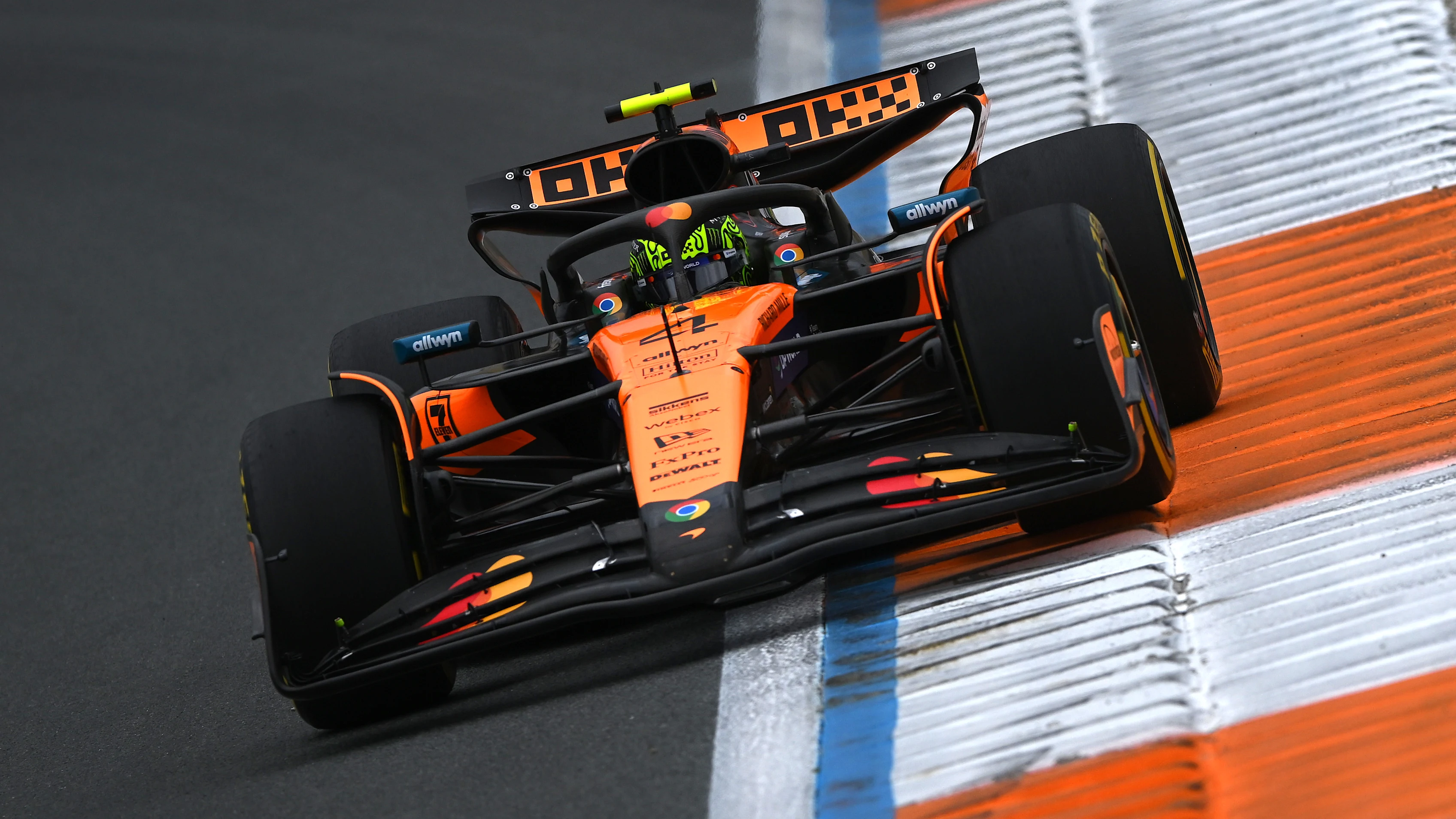 ZANDVOORT, NETHERLANDS - AUGUST 29: Lando Norris of Great Britain driving the (4) McLaren MCL39