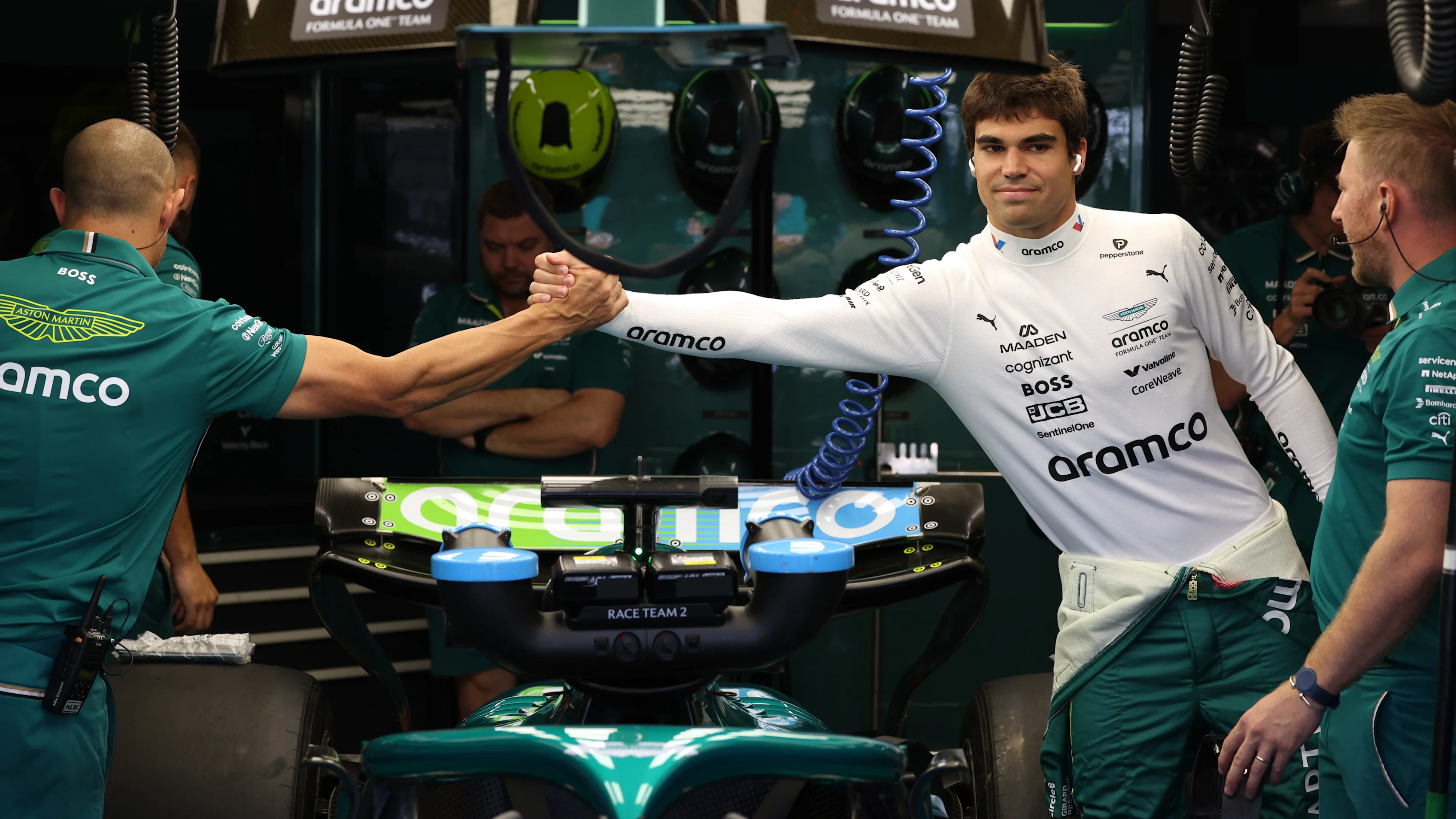 ZANDVOORT, NETHERLANDS - AUGUST 30: Lance Stroll of Canada and Aston Martin F1 Team thanks