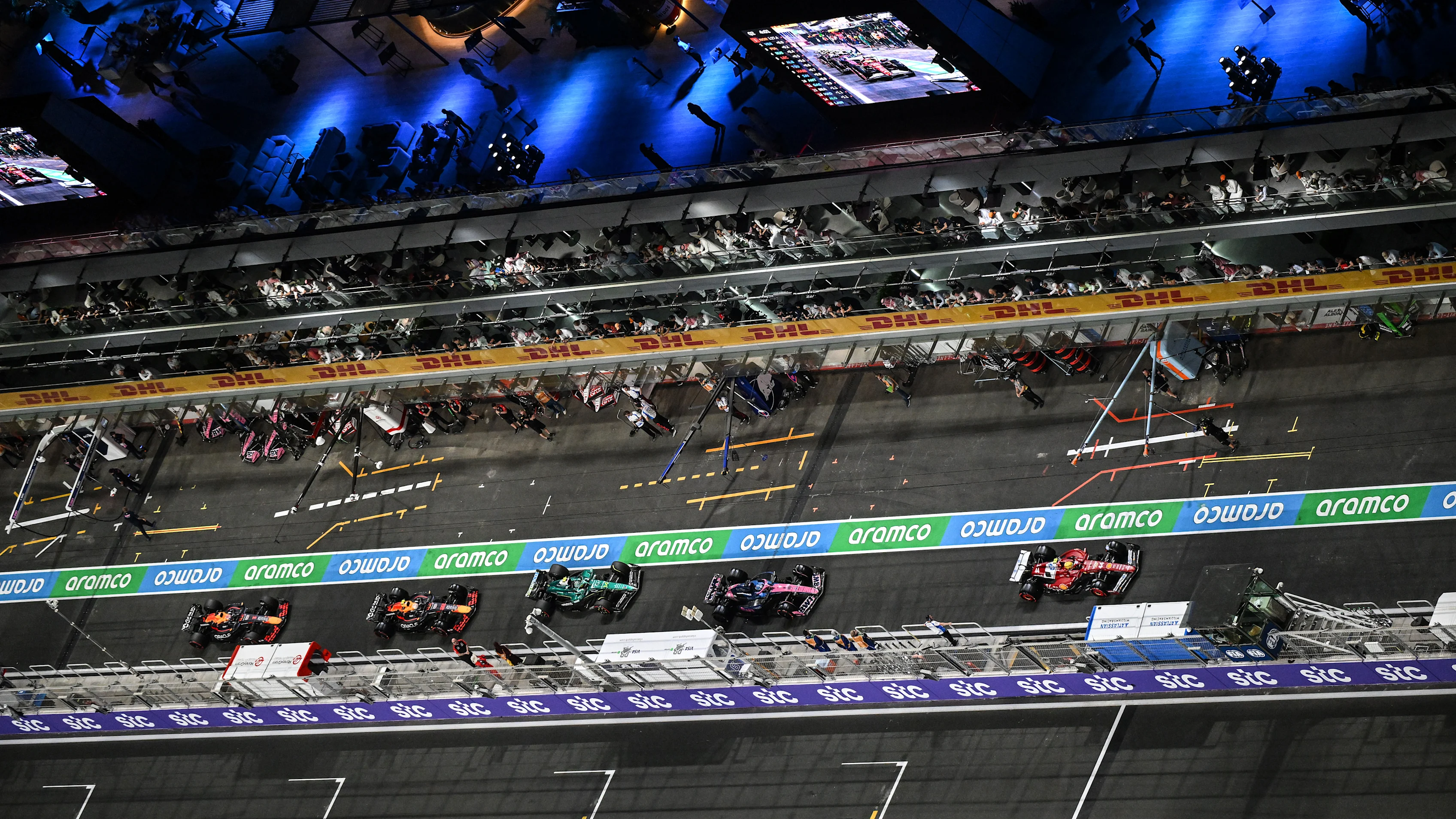 JEDDAH, SAUDI ARABIA - APRIL 19: Lewis Hamilton of Great Britain driving the (44) Scuderia Ferrari